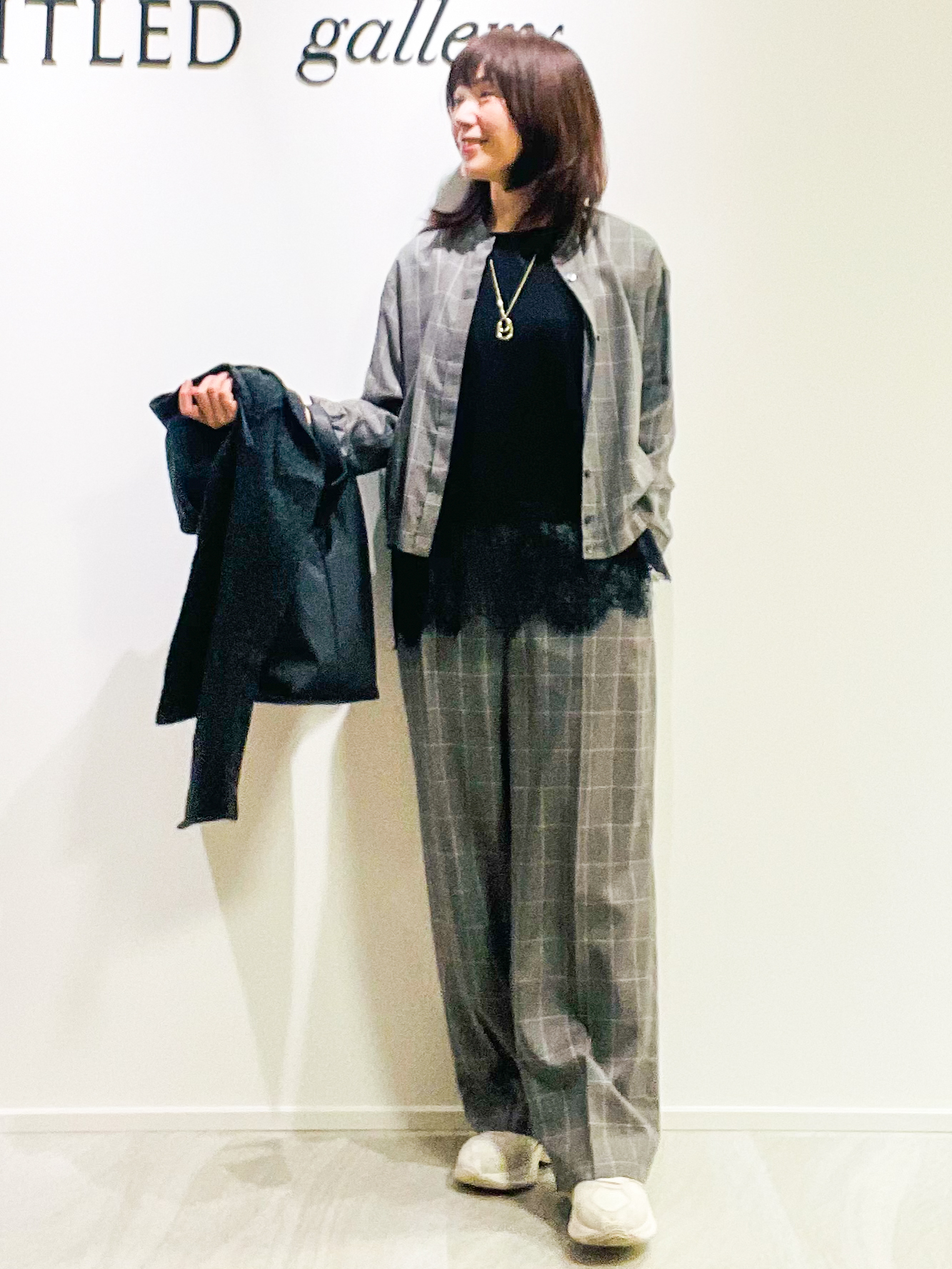 めいさんの「UNTITLED｜【セットアップ可/秋羽織り】メランジツイルシャツ」を使ったコーディネート