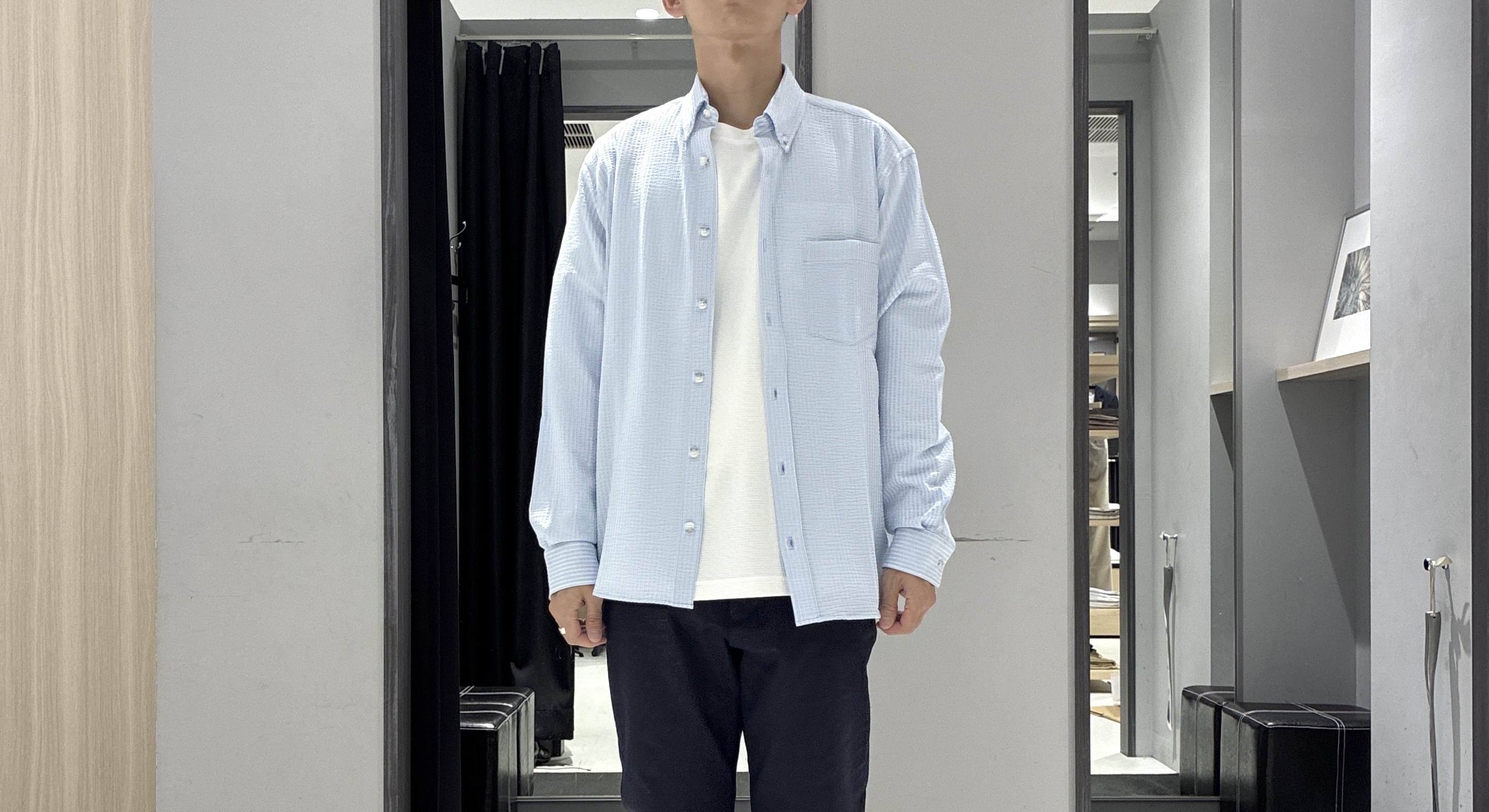 わいずみさんの「TAKEO KIKUCHI｜2重編みガーター ボーダー 長袖 Tシャツ」を使ったコーディネート