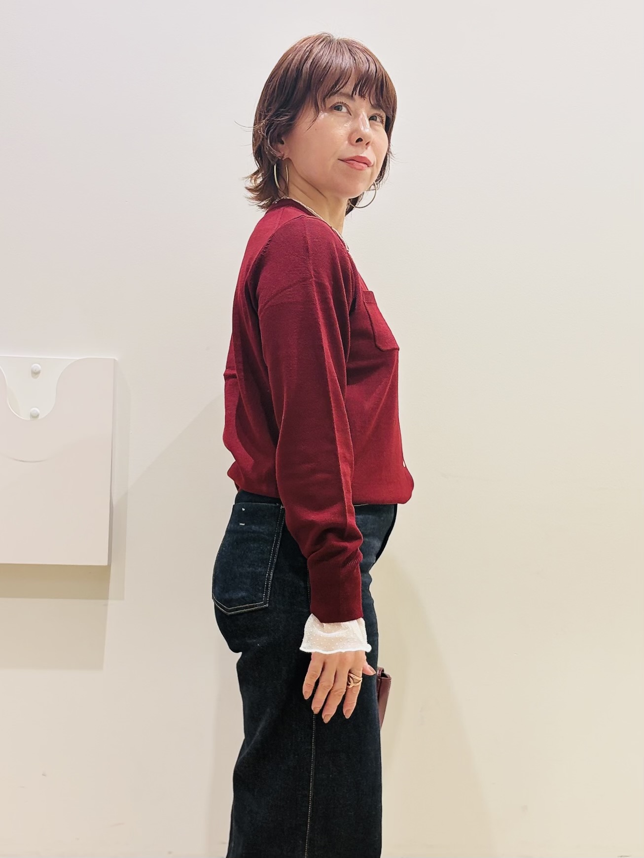 YUKOさんの「index｜袖口レース／ドットチュール切替トップス【洗濯機OK】」を使ったコーディネート