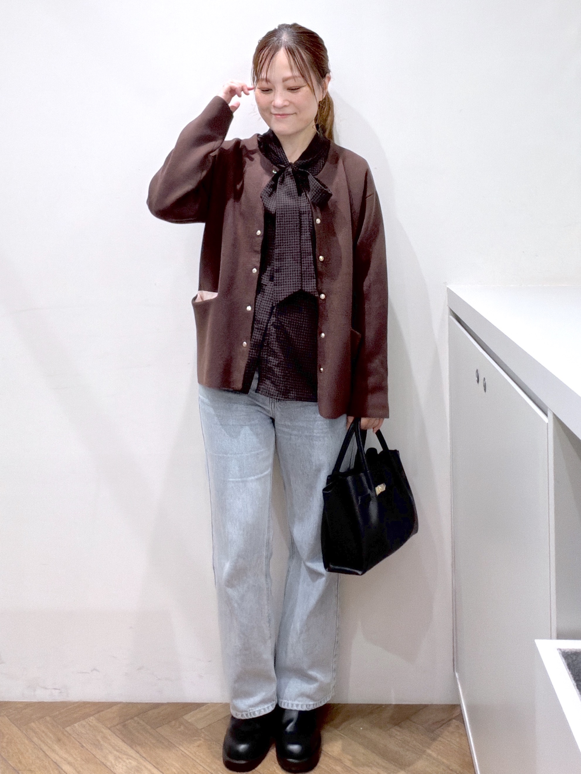 Junさんの「index｜スナップボタン 配色ニットカーディガン【洗濯機OK】」を使ったコーディネート