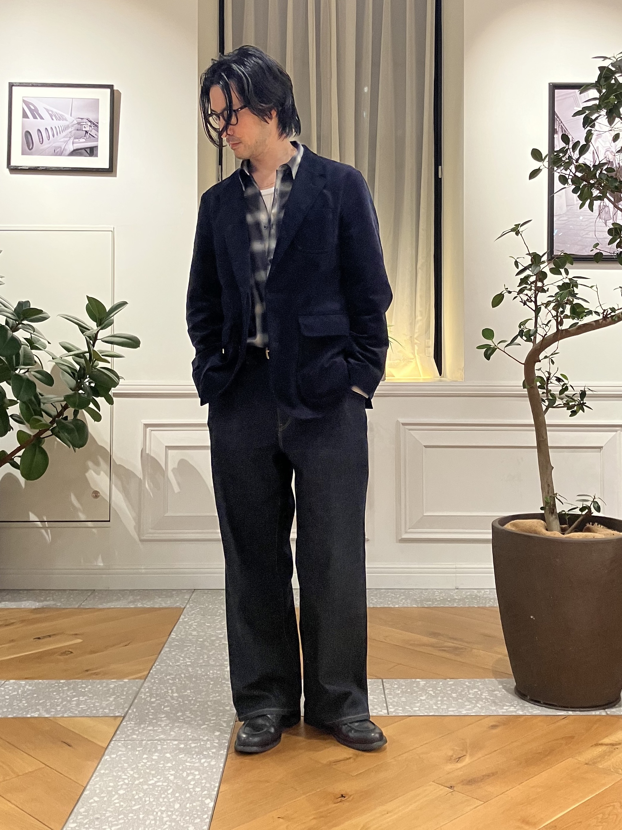 junyaさんの「DRESSTERIOR｜【セットアップ可】ストレッチ カルゼジャケット」を使ったコーディネート