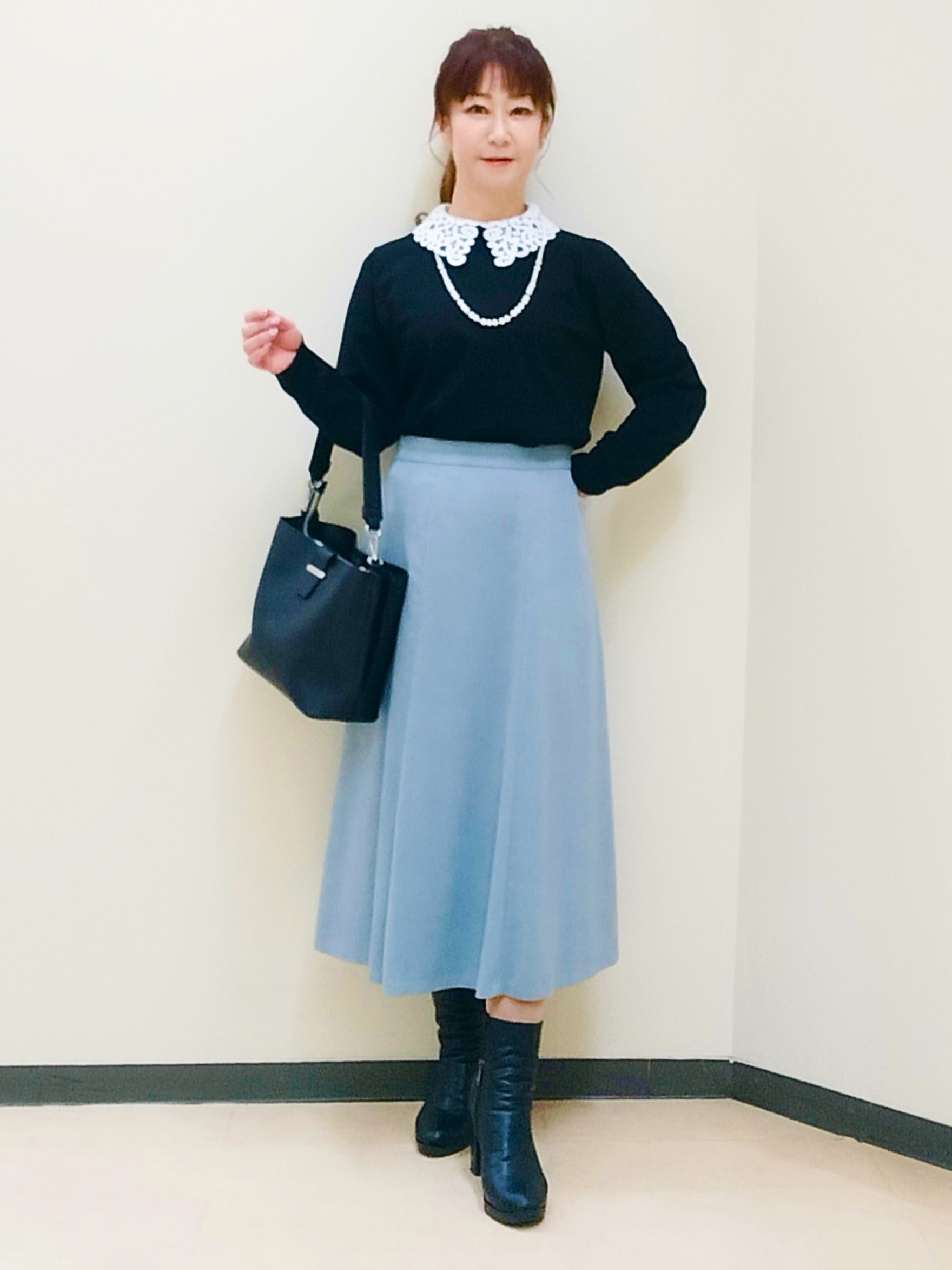 花さんの「Reflect｜【付け衿】レース衿付きストレッチニット」を使ったコーディネート