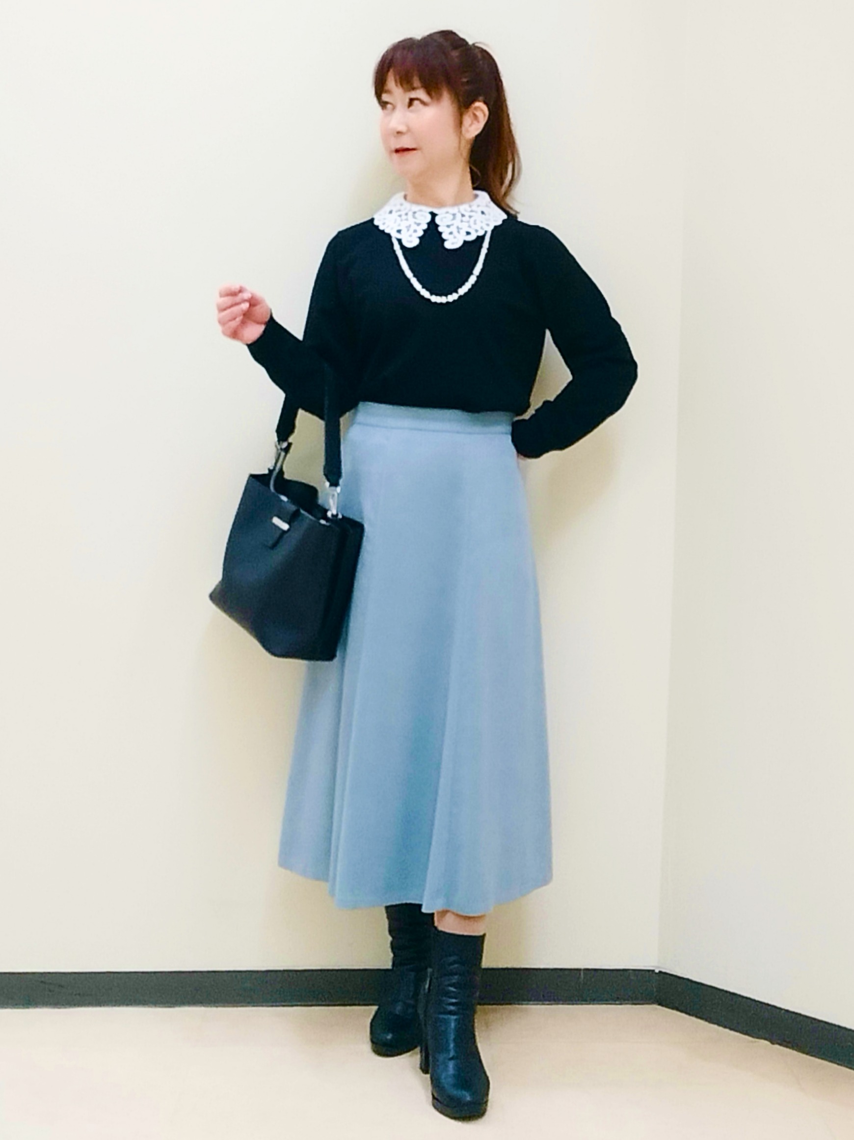 花さんの「Reflect｜【付け衿】レース衿付きストレッチニット」を使ったコーディネート