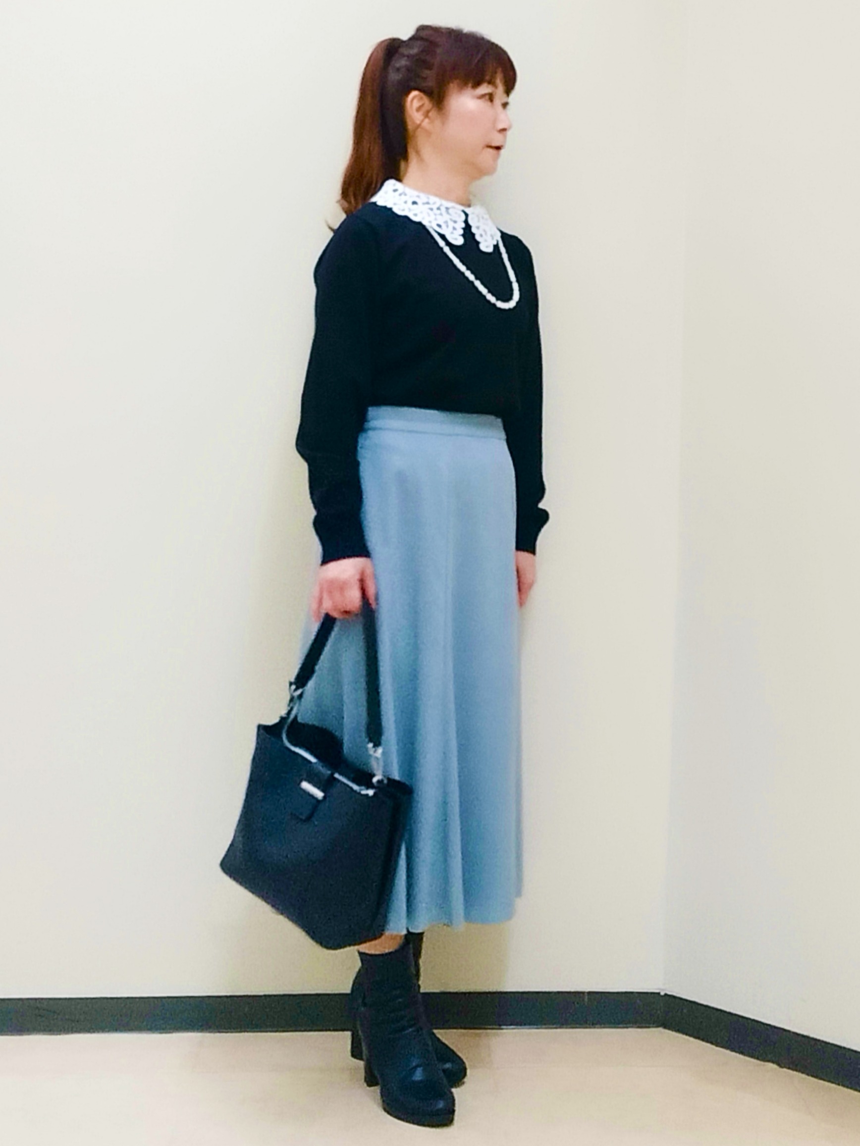花さんの「Reflect｜【付け衿】レース衿付きストレッチニット」を使ったコーディネート