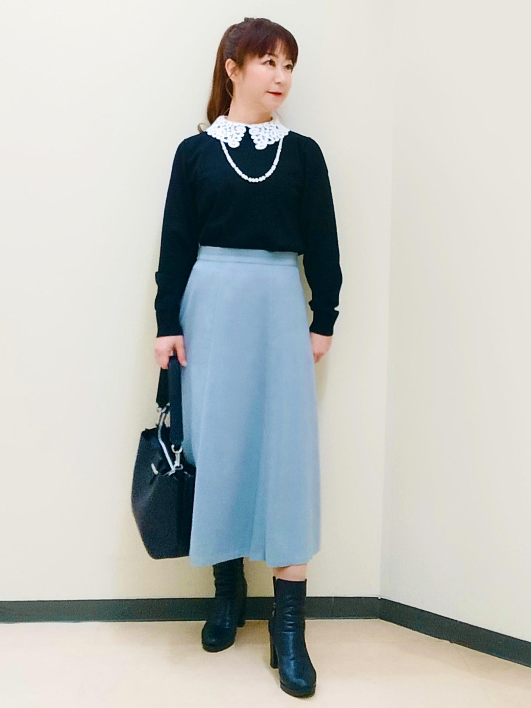 花さんの「Reflect｜【付け衿】レース衿付きストレッチニット」を使ったコーディネート
