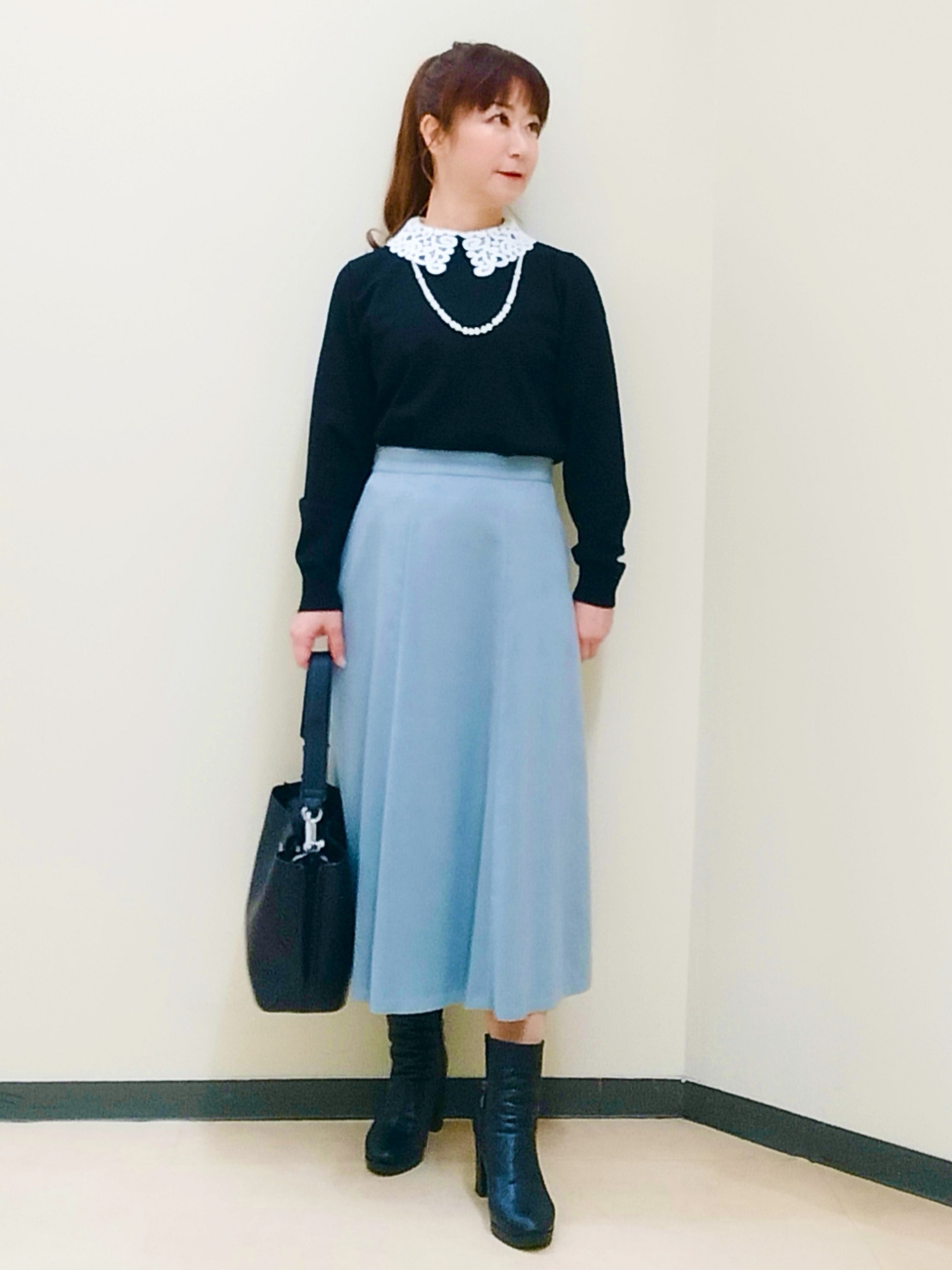 花さんの「Reflect｜【付け衿】レース衿付きストレッチニット」を使ったコーディネート