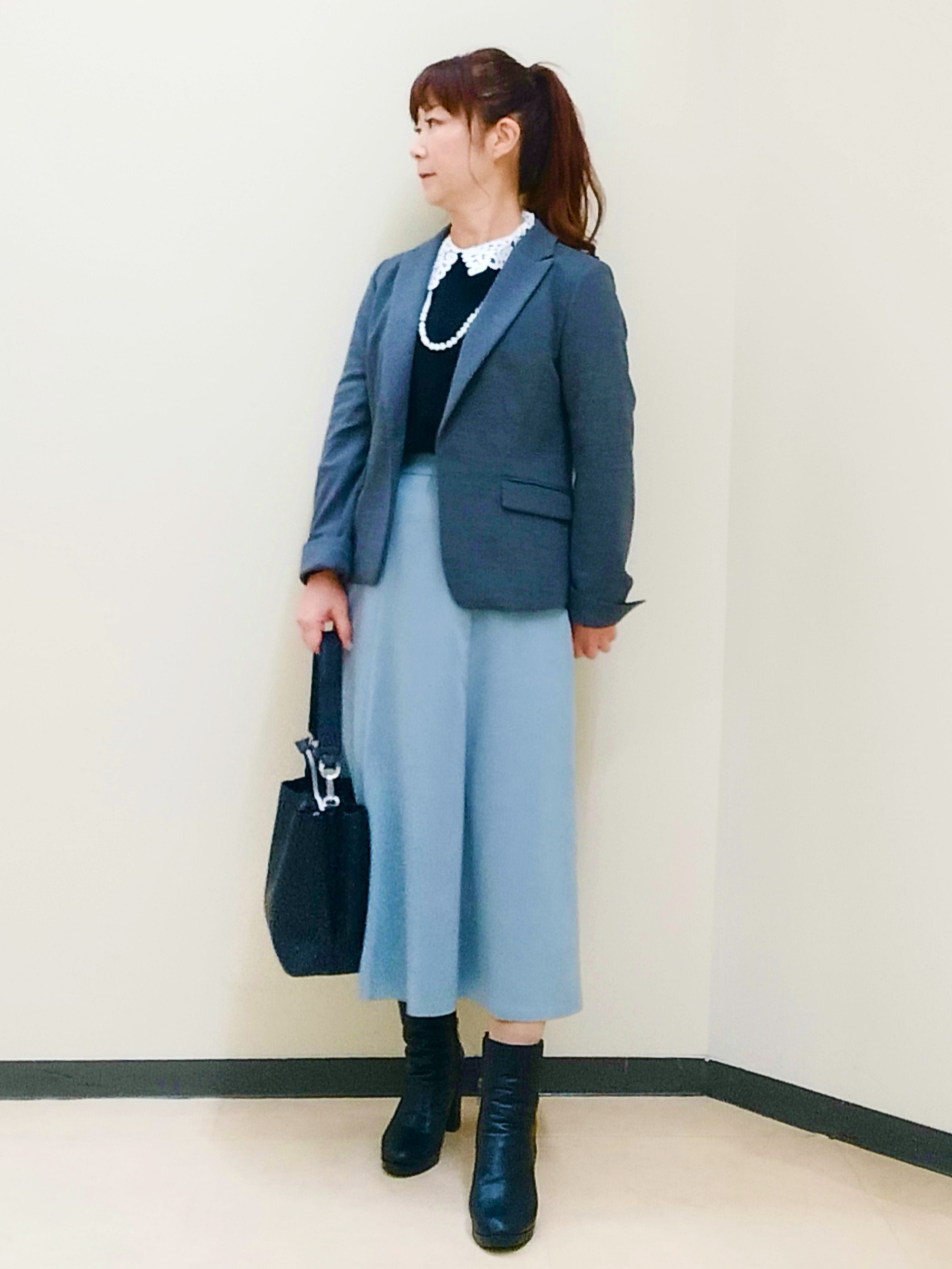 花さんの「Reflect｜【付け衿】レース衿付きストレッチニット」を使ったコーディネート