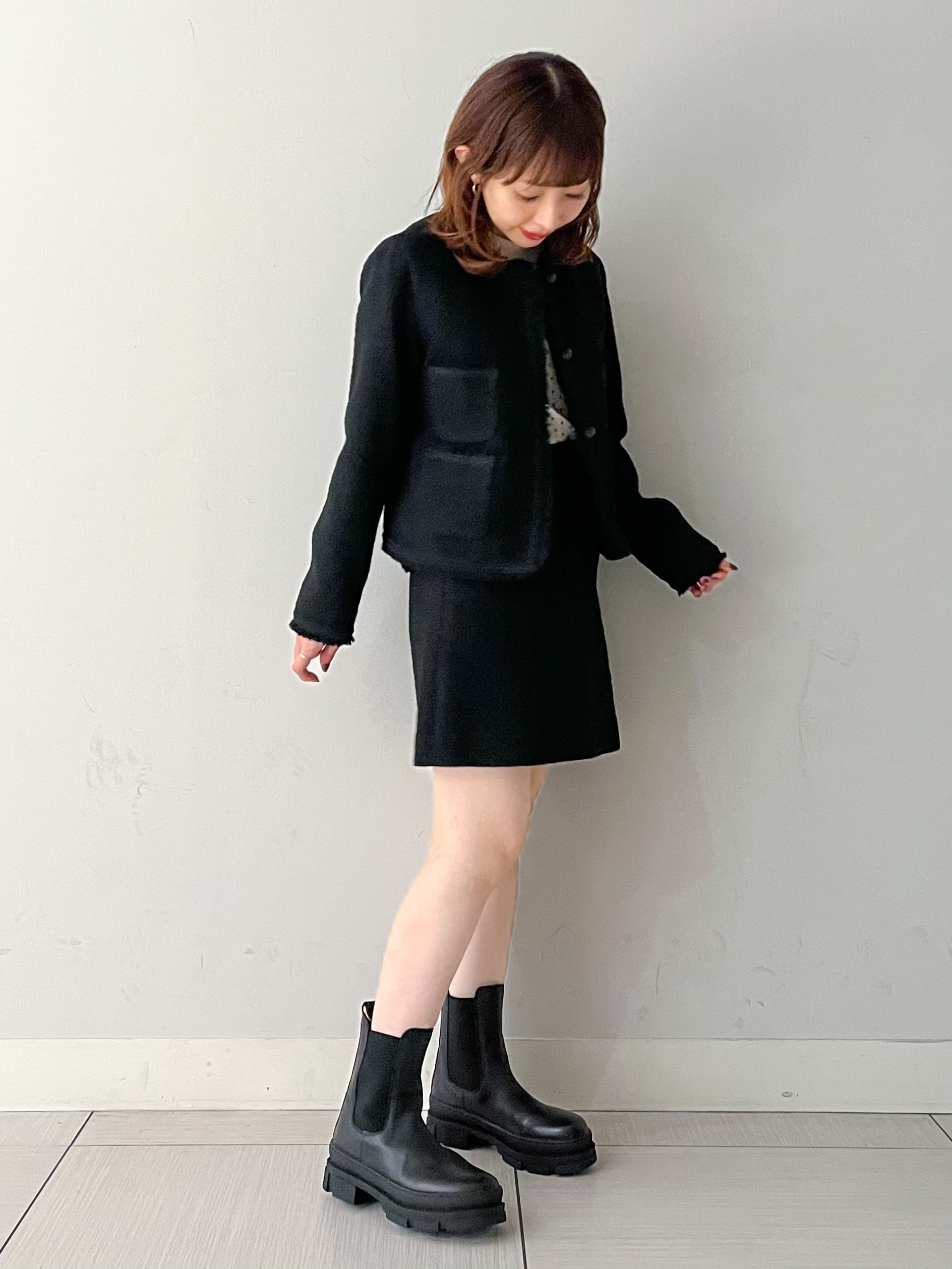 じゅんさんの「DRESSTERIOR｜【セットアップ可】イタリアンツイード ノーカラージャケット」を使ったコーディネート