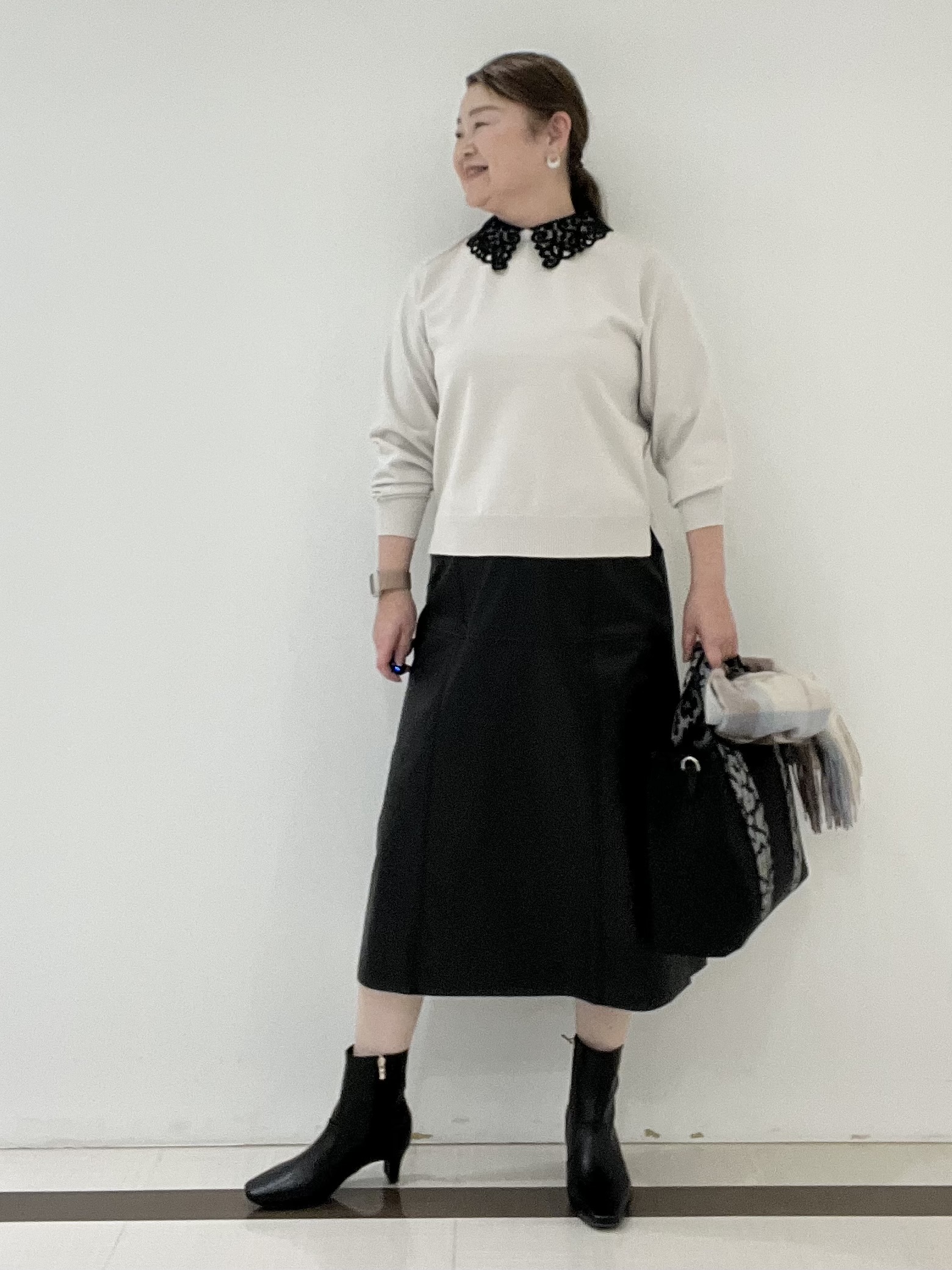 Hiroさんの「Reflect｜【付け衿】レース衿付きストレッチニット」を使ったコーディネート