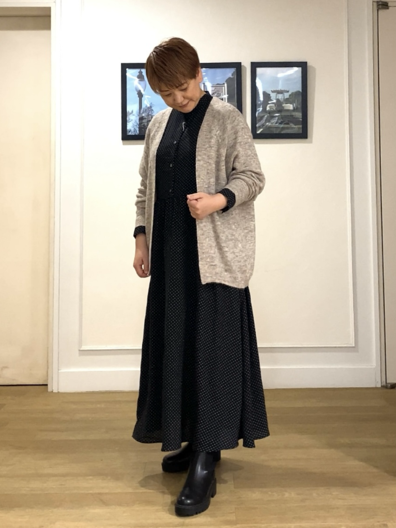 Hiroさんの「Dessin｜【洗える】モヘアブレンドニット ボタンレスカーディガン」を使ったコーディネート