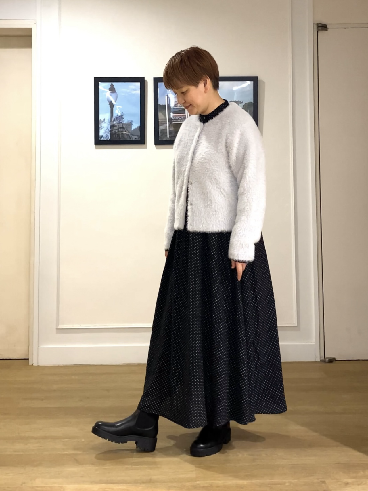Hiroさんの「Dessin｜【店頭人気/洗える】シャギーニットカーディガン」を使ったコーディネート