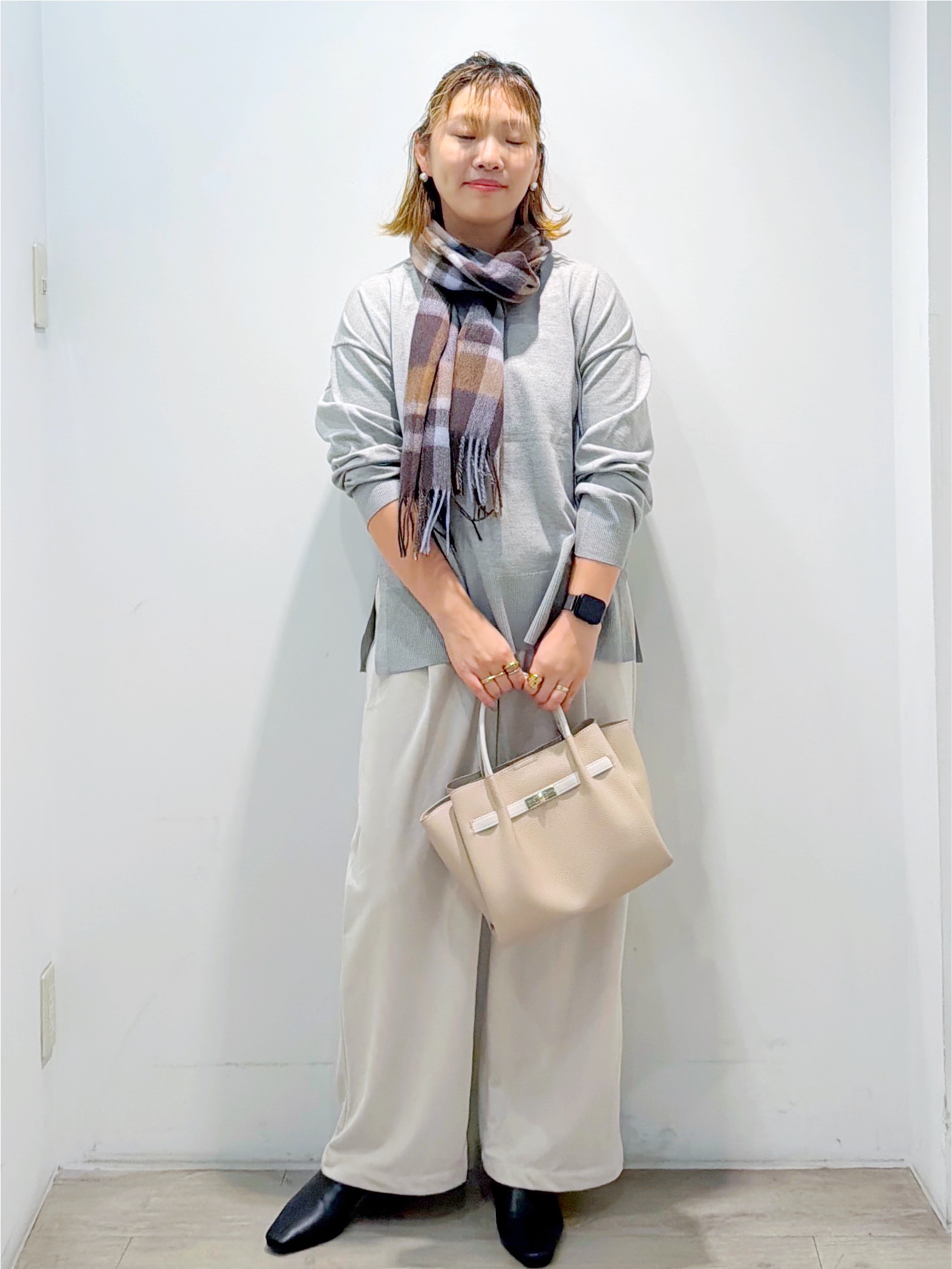 sumicaさんの「OPAQUE.CLIP｜リラクシークルーニット【洗濯機OK】」を使ったコーディネート
