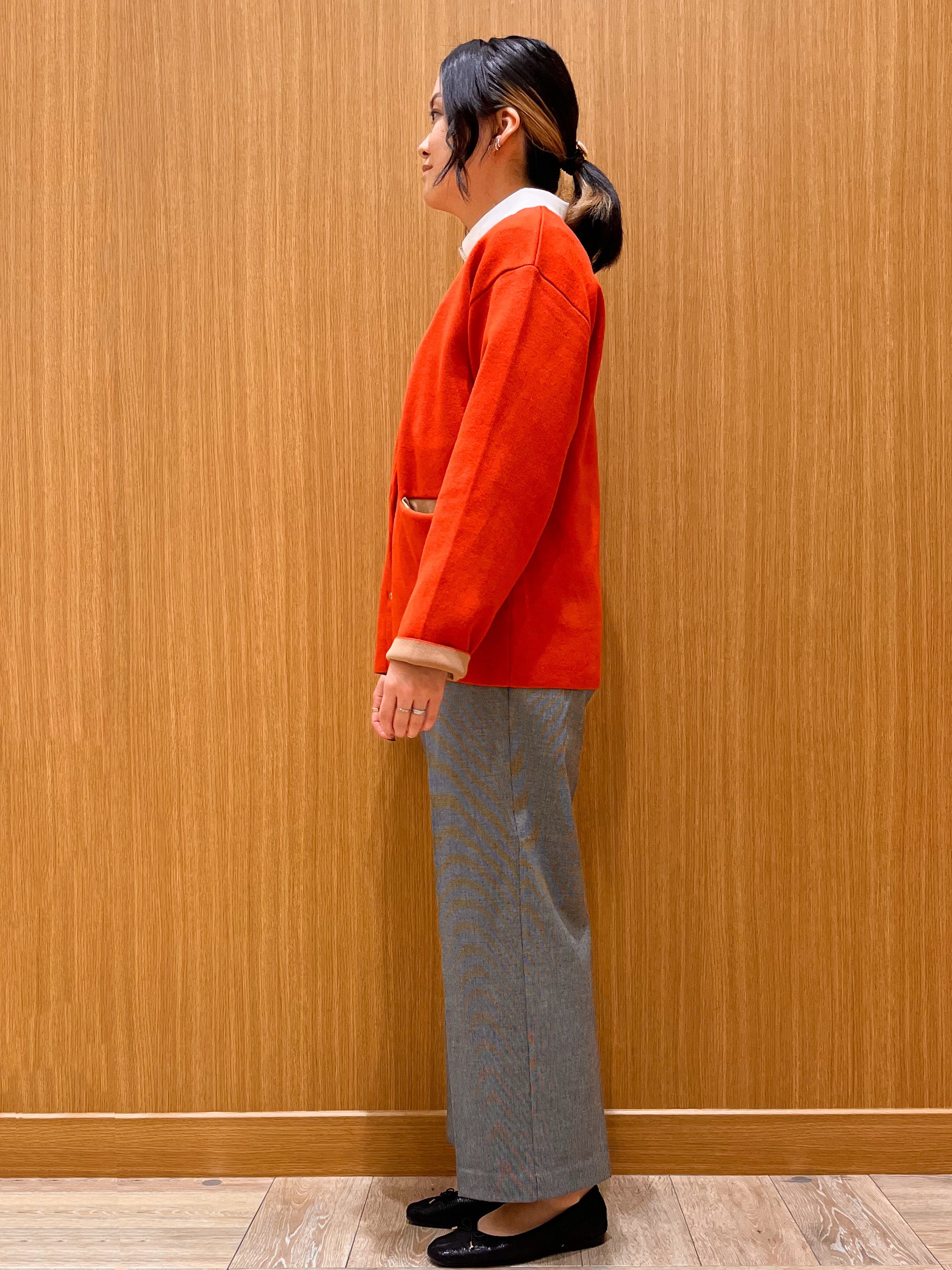 aさんの「OPAQUE.CLIP｜スナップボタン 配色ニットカーディガン【洗濯機OK】」を使ったコーディネート