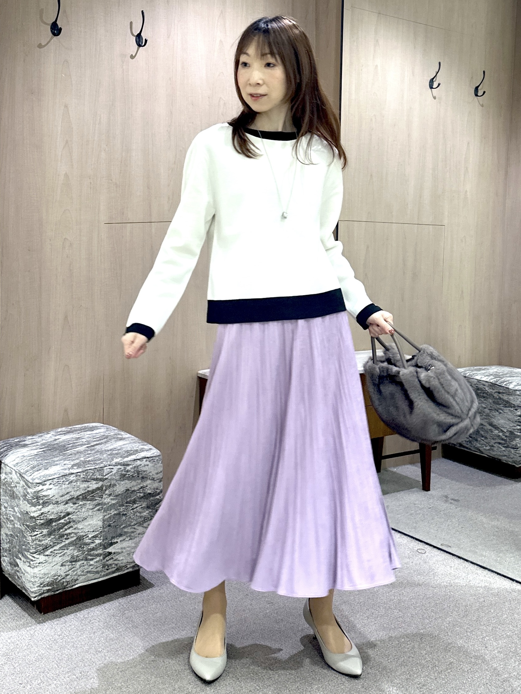 Miwaさんの「UNTITLED｜【アンサンブル可/上品映え】モールラインクルーネックニット」を使ったコーディネート