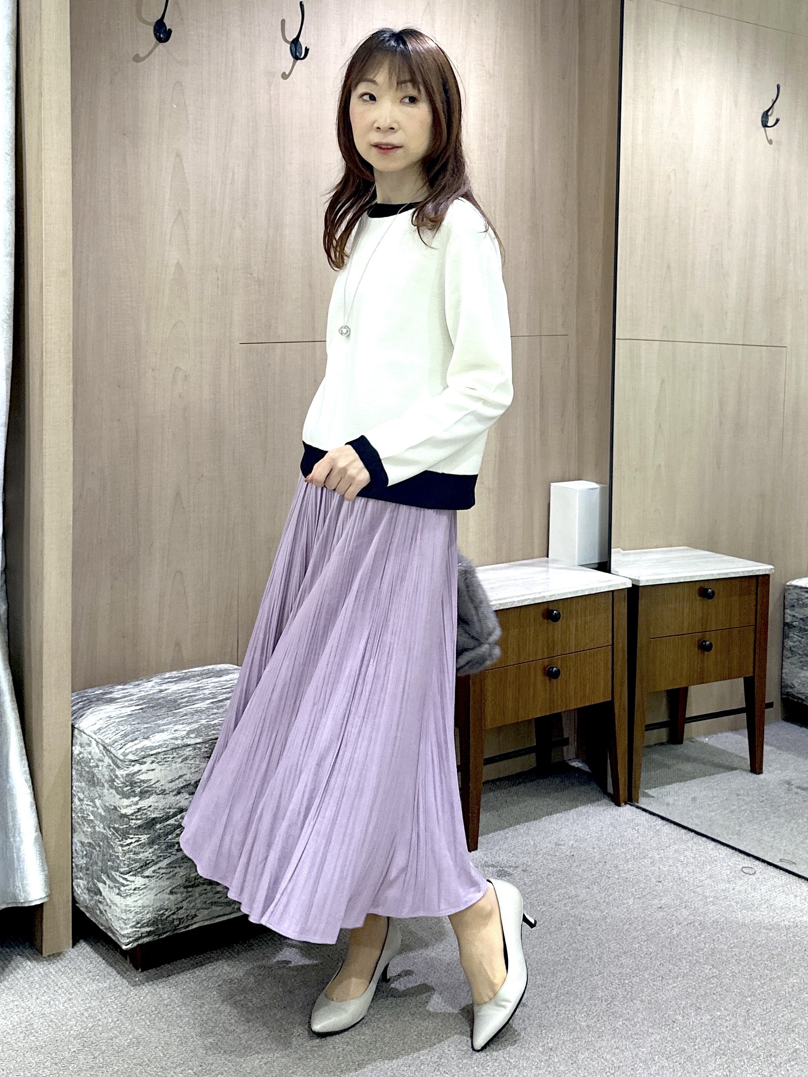 Miwaさんの「UNTITLED｜【アンサンブル可/上品映え】モールラインクルーネックニット」を使ったコーディネート