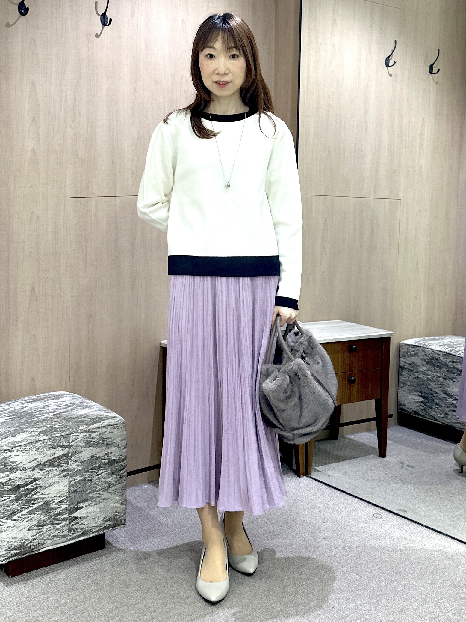 Miwaさんの「UNTITLED｜【アンサンブル可/上品映え】モールラインクルーネックニット」を使ったコーディネート