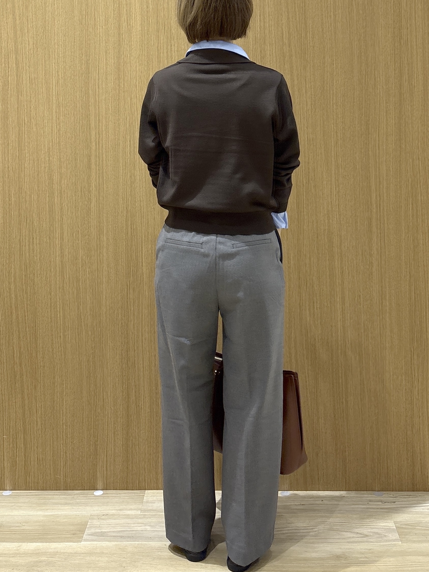 たけねぇさんの「OPAQUE.CLIP｜シャツレイヤード風ポロニット【洗濯機OK】」を使ったコーディネート