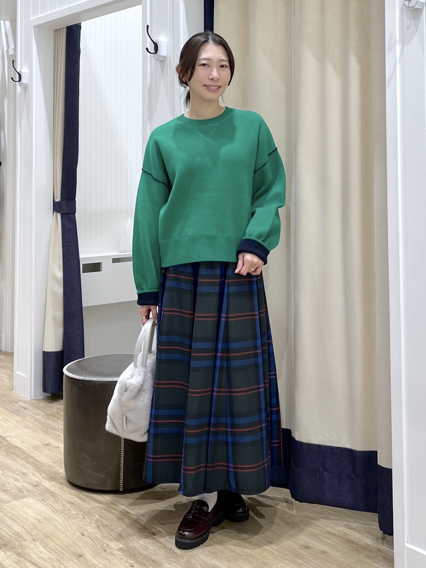 canaさんの「Dessin｜【2WAY/洗濯機OK/XS-L】配色リバーシブル コットンジャカード クルーネックニット」を使ったコーディネート