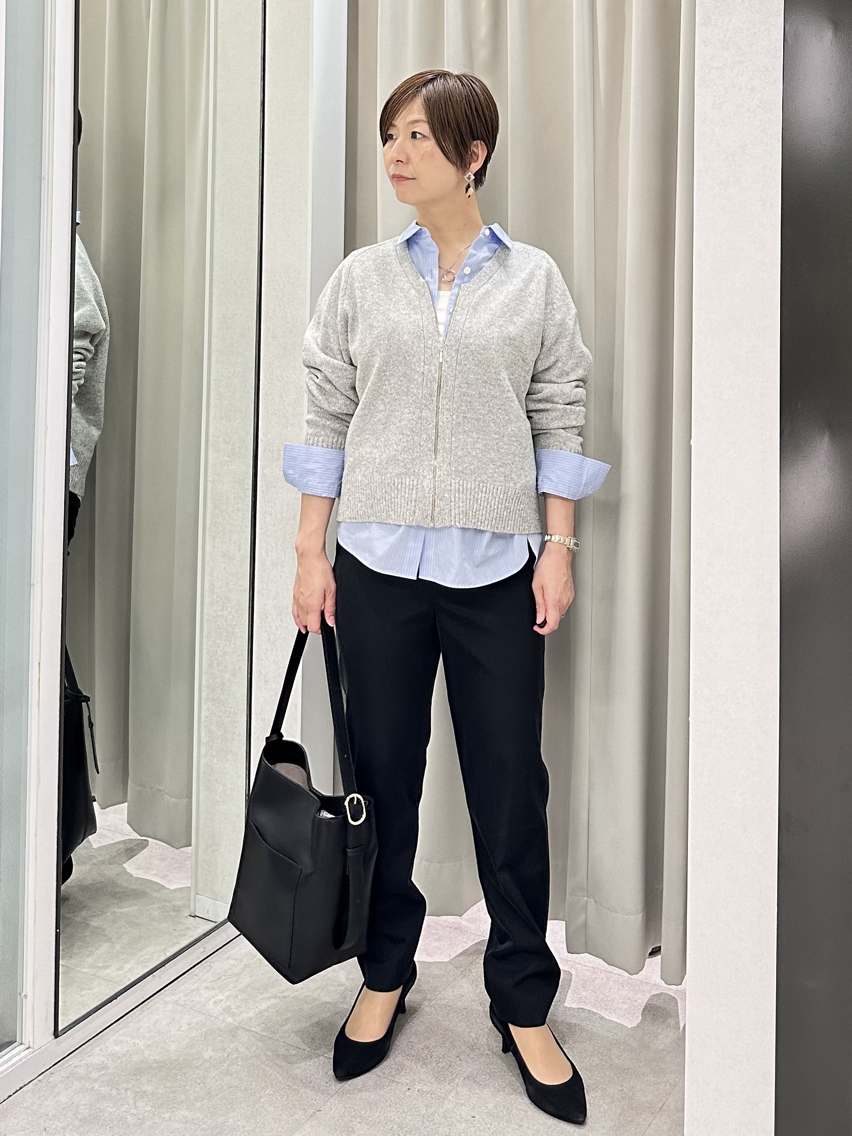 みなこさんの「UNTITLED｜【店頭人気！】杢調ジップカーディガン」を使ったコーディネート