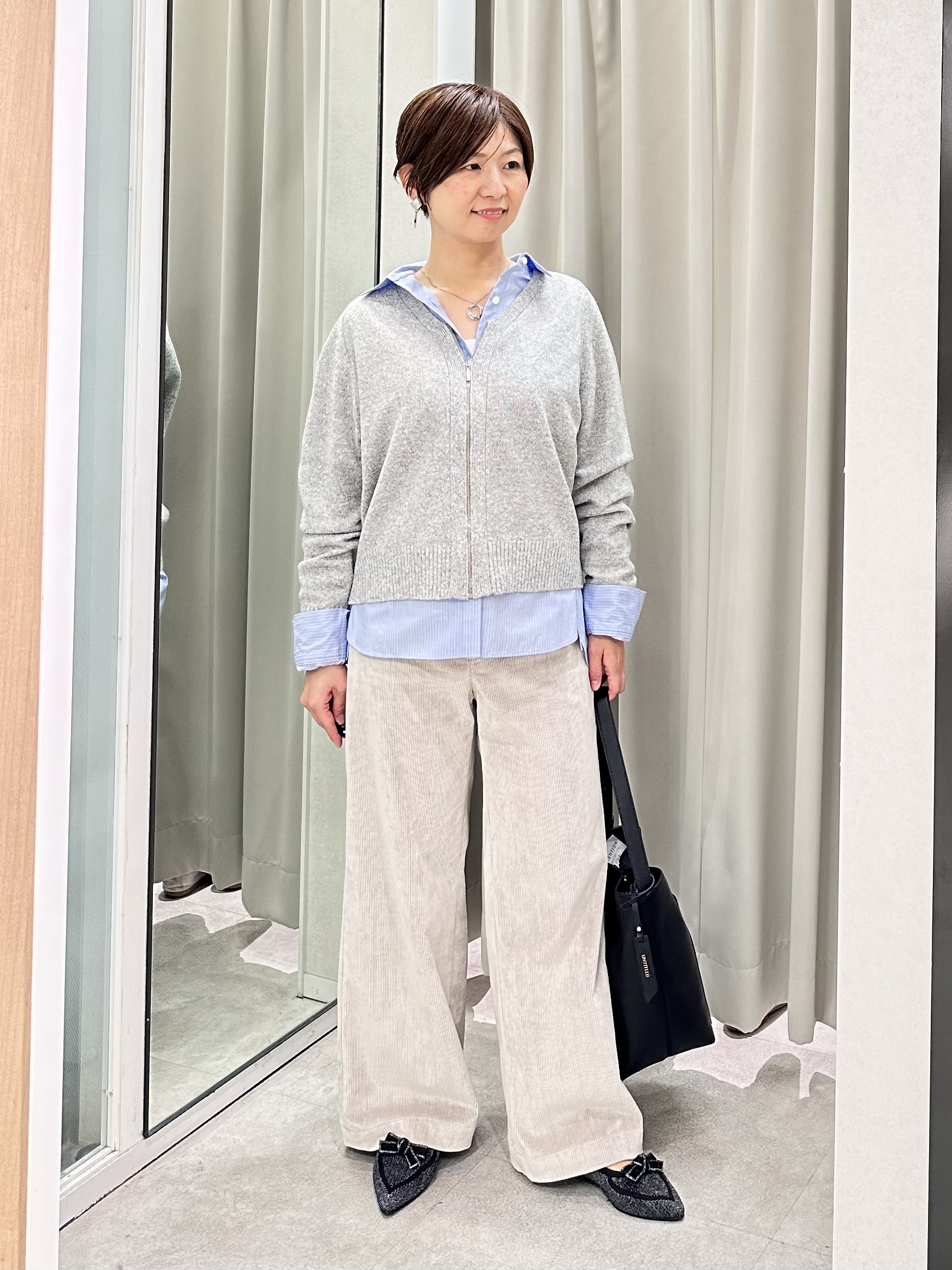 みなこさんの「UNTITLED｜【店頭人気！】杢調ジップカーディガン」を使ったコーディネート