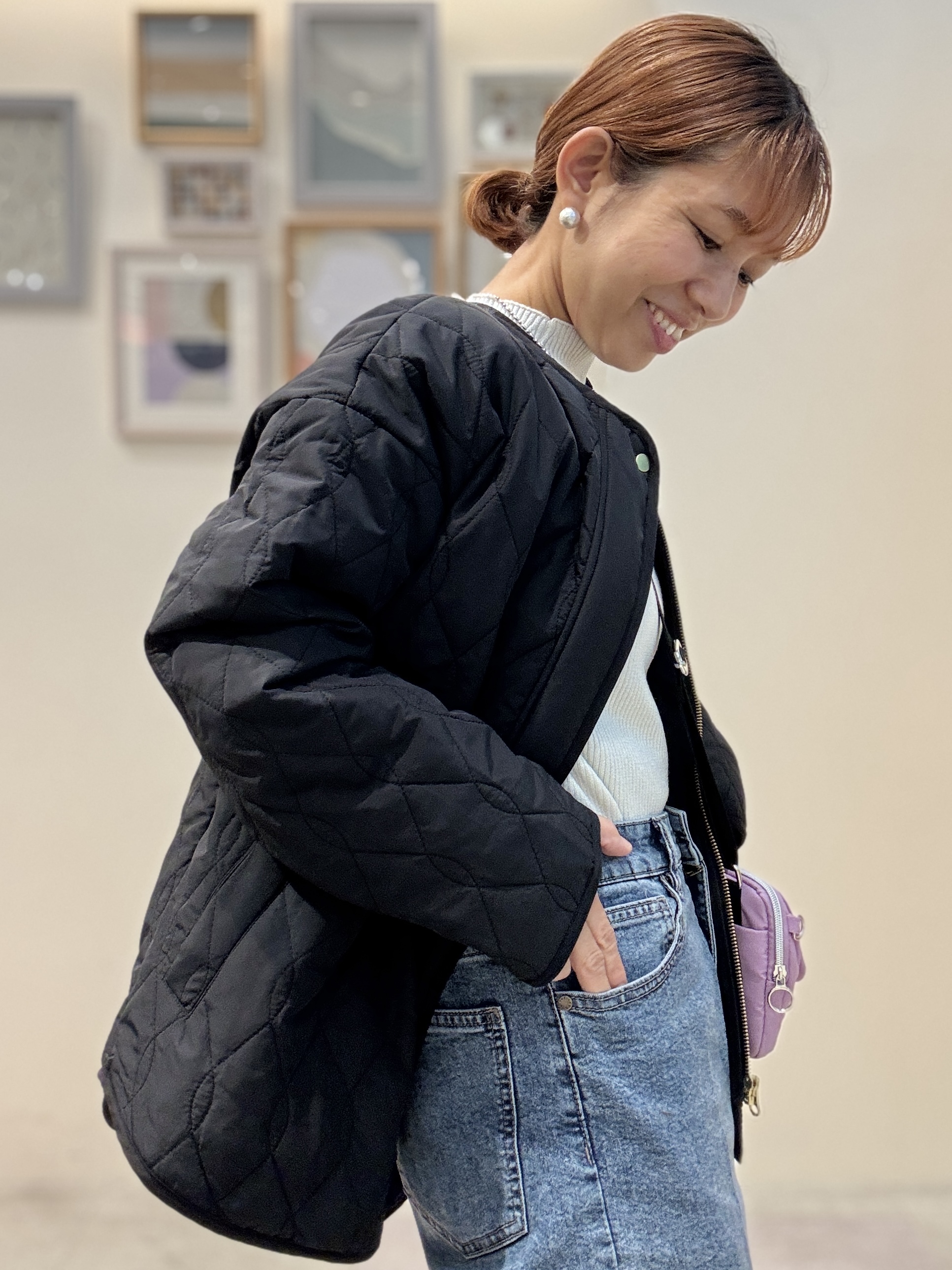 たけぴさんの「SHOO･LA･RUE｜【絶妙なゆるピタ/S-LL/洗濯機可】華やかシャイニーラメハイネックニット」を使ったコーディネート