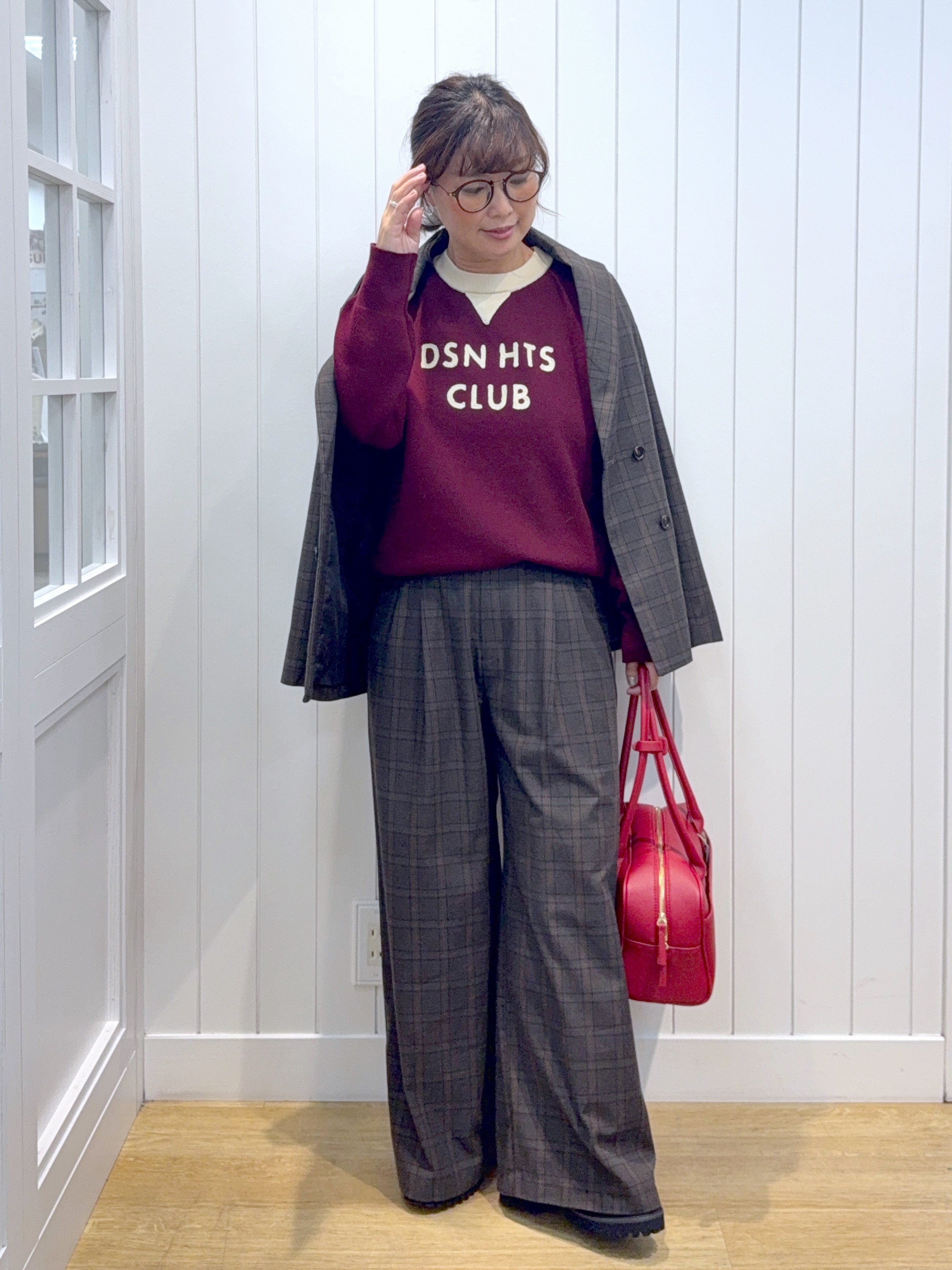 Osawaさんの「Dessin｜【セットアップ可/洗える】先染ウールライクチェック ダブルジャケット」を使ったコーディネート