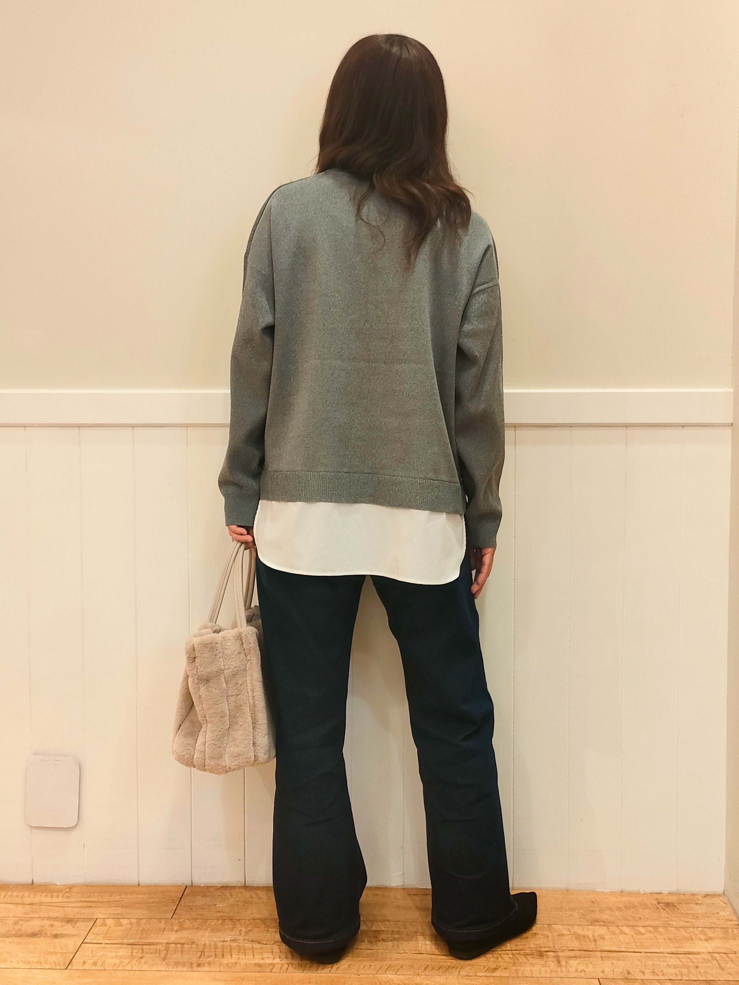 NMさんの「SHOO･LA･RUE｜【S-LL】着るだけできまる シャツレイヤード風 スポンディッシュニット」を使ったコーディネート