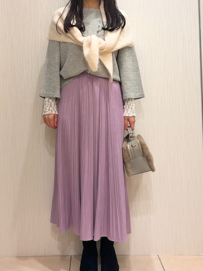 SAHOさんの「UNTITLED｜【アンサンブル可/手洗い可】杢調プルオーバーニット」を使ったコーディネート