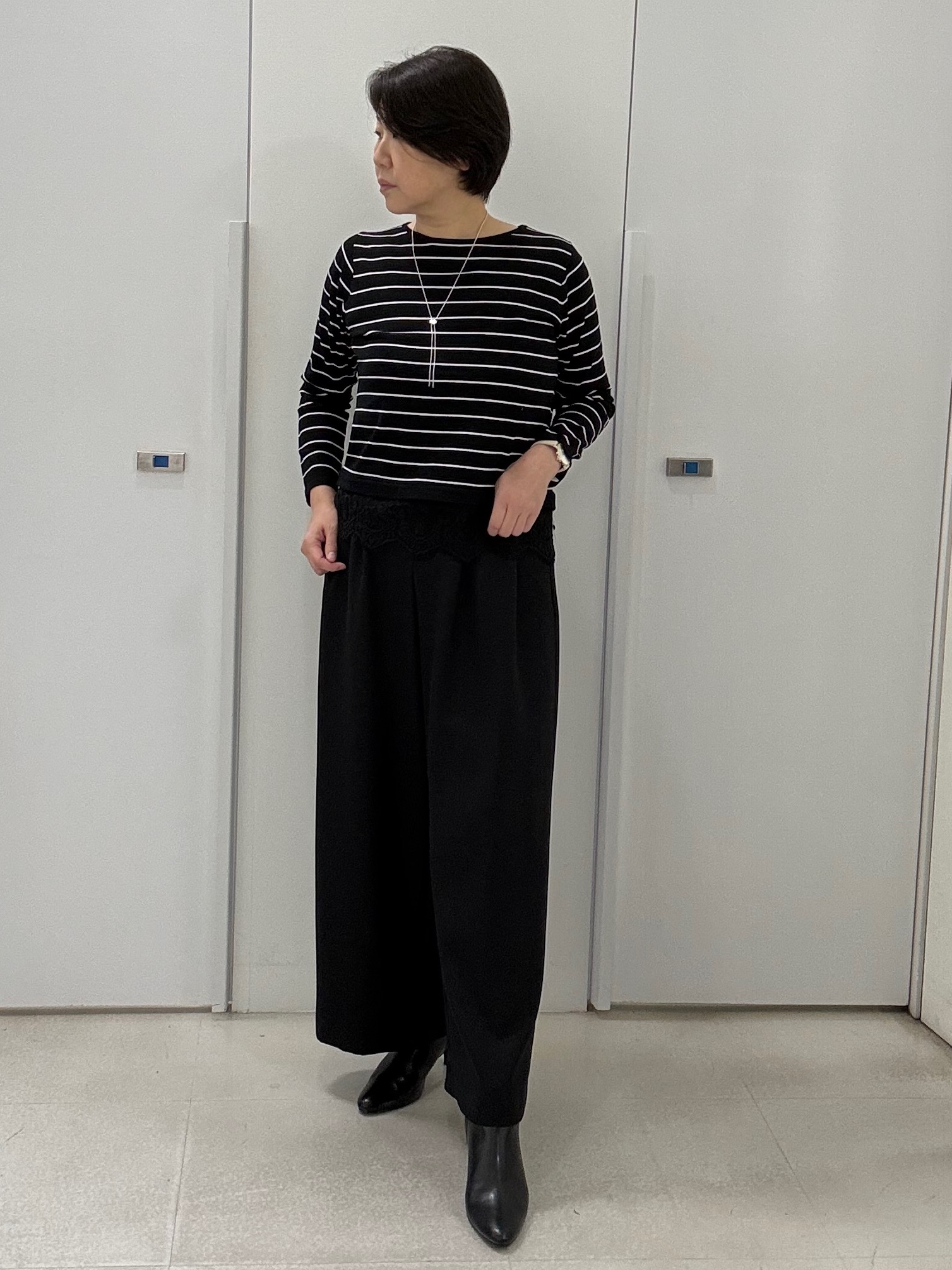 hIさんの「COUP DE CHANCE｜【手洗い可】裾レースニット」を使ったコーディネート