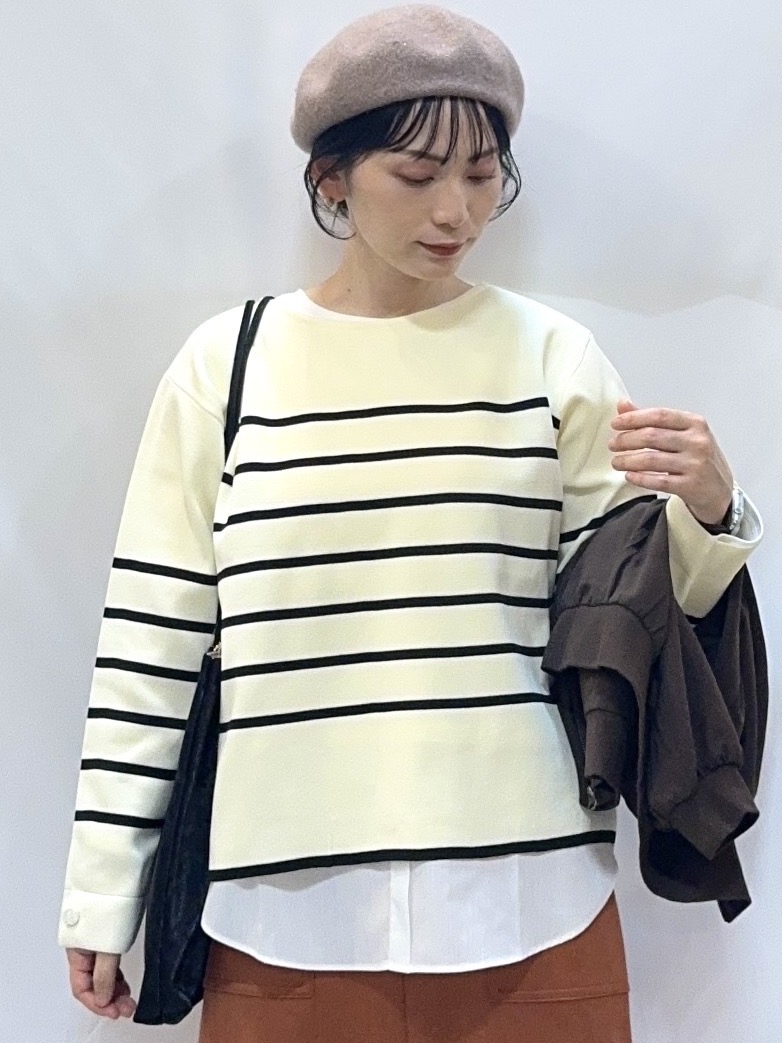𝐇𝐢𝐫𝐨𝐦𝐢さんの「SHOO･LA･RUE｜【S-LL】洗濯後しわになりにくい 麻調リブブルゾン」を使ったコーディネート