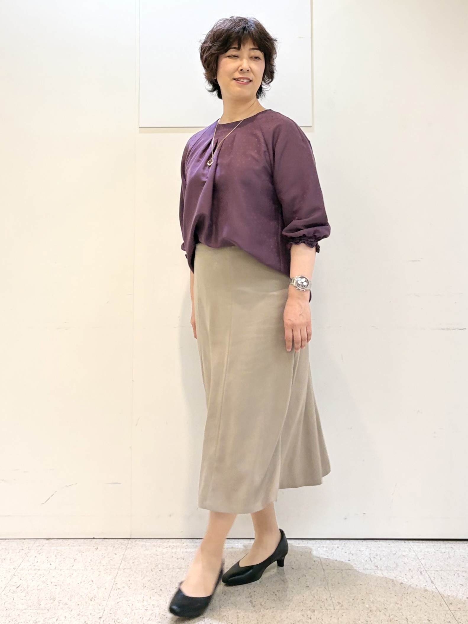ヤスコさんの「Reflect｜タックデザイン ラグランスリーブブラウス」を使ったコーディネート