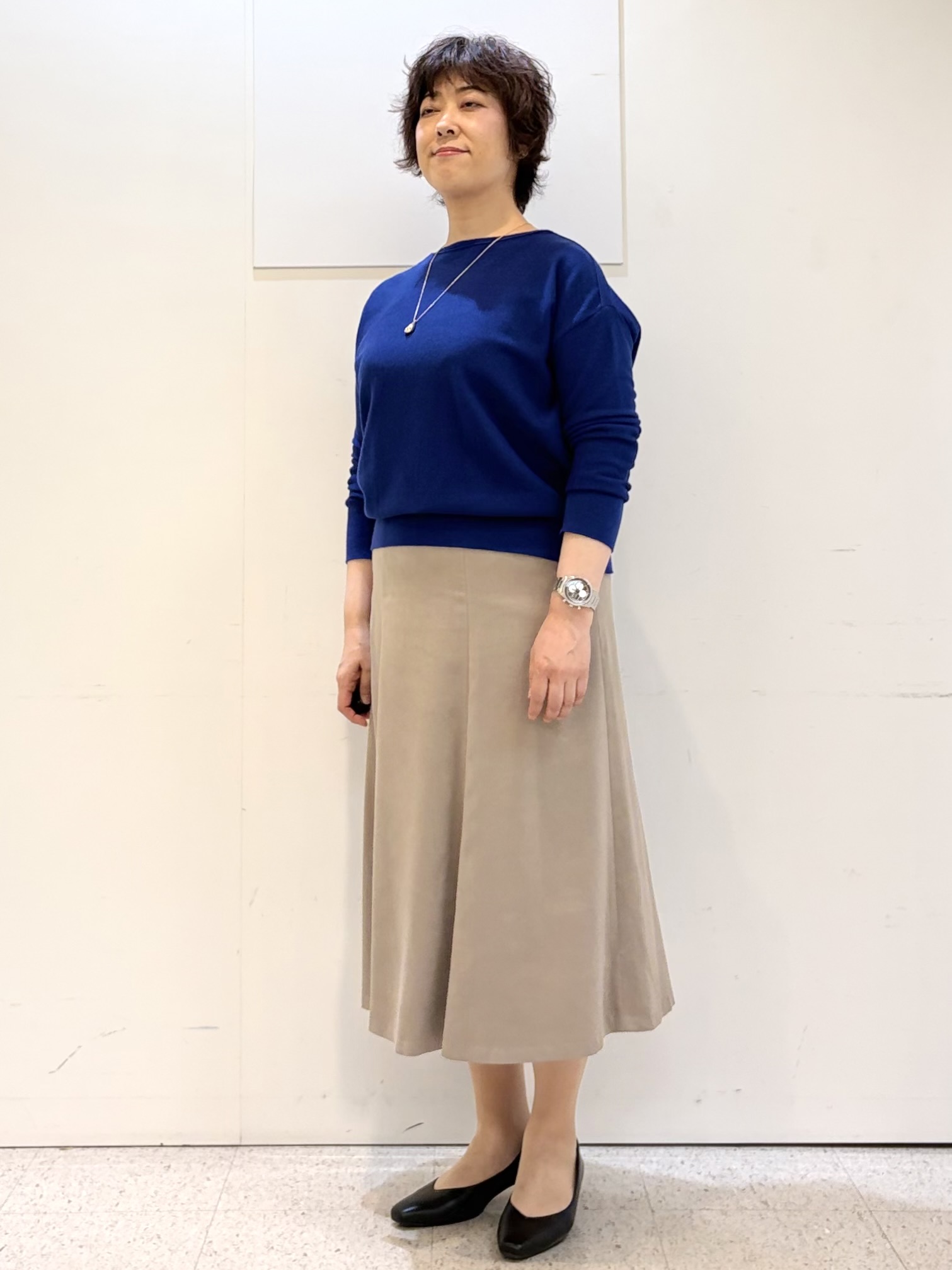ヤスコさんの「Reflect｜【洗える】ボートネックニットトップス」を使ったコーディネート