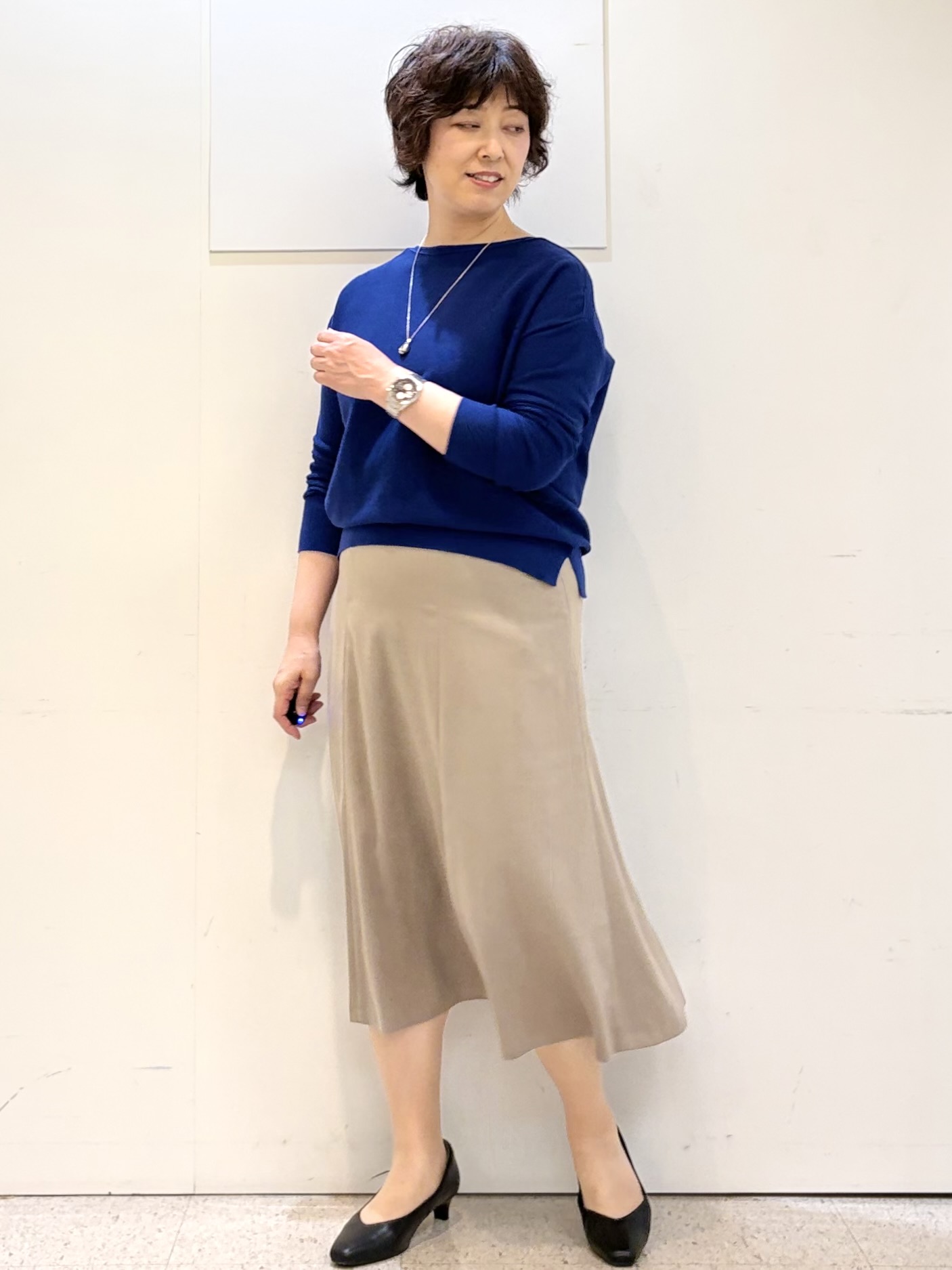 ヤスコさんの「Reflect｜【洗える】ボートネックニットトップス」を使ったコーディネート