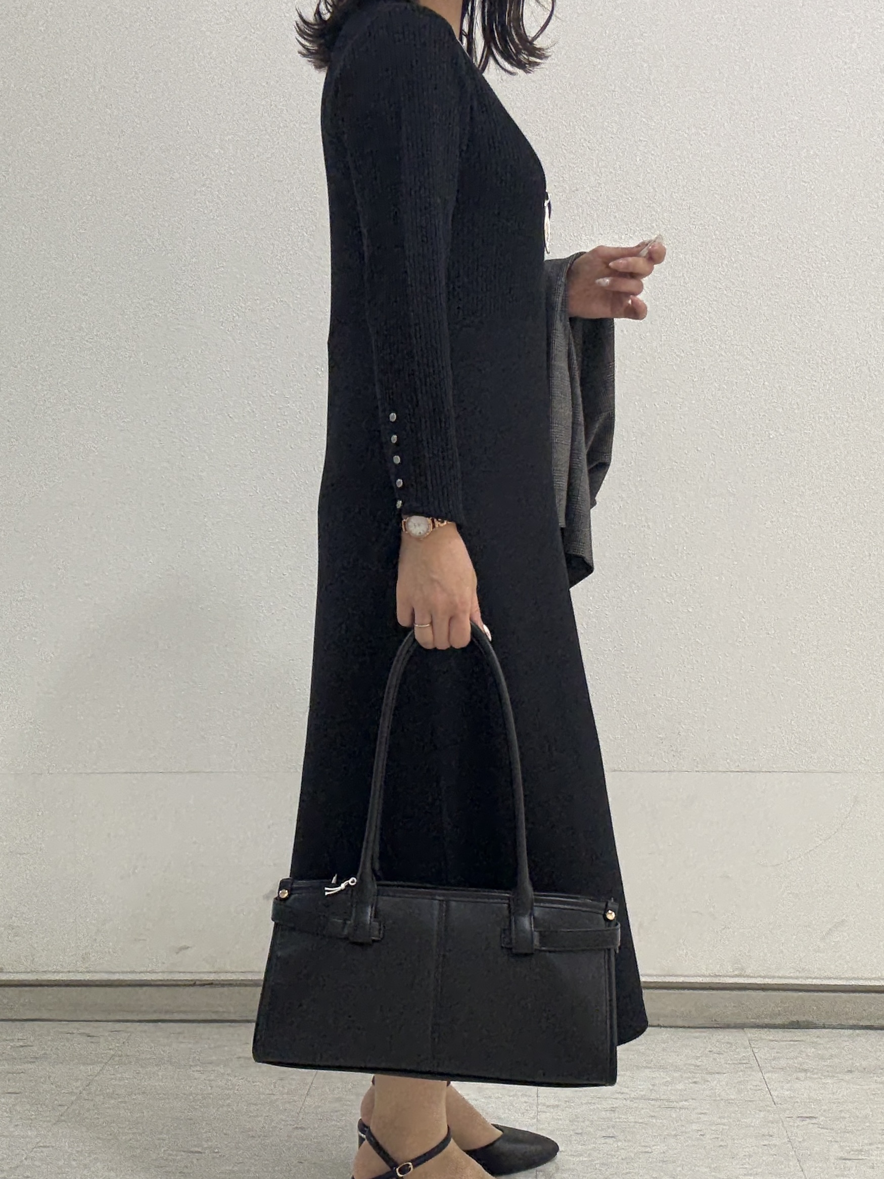 kahoさんの「INDIVI｜【一着でコーデ完成！】ニットコンビ 美スタイルワンピース」を使ったコーディネート