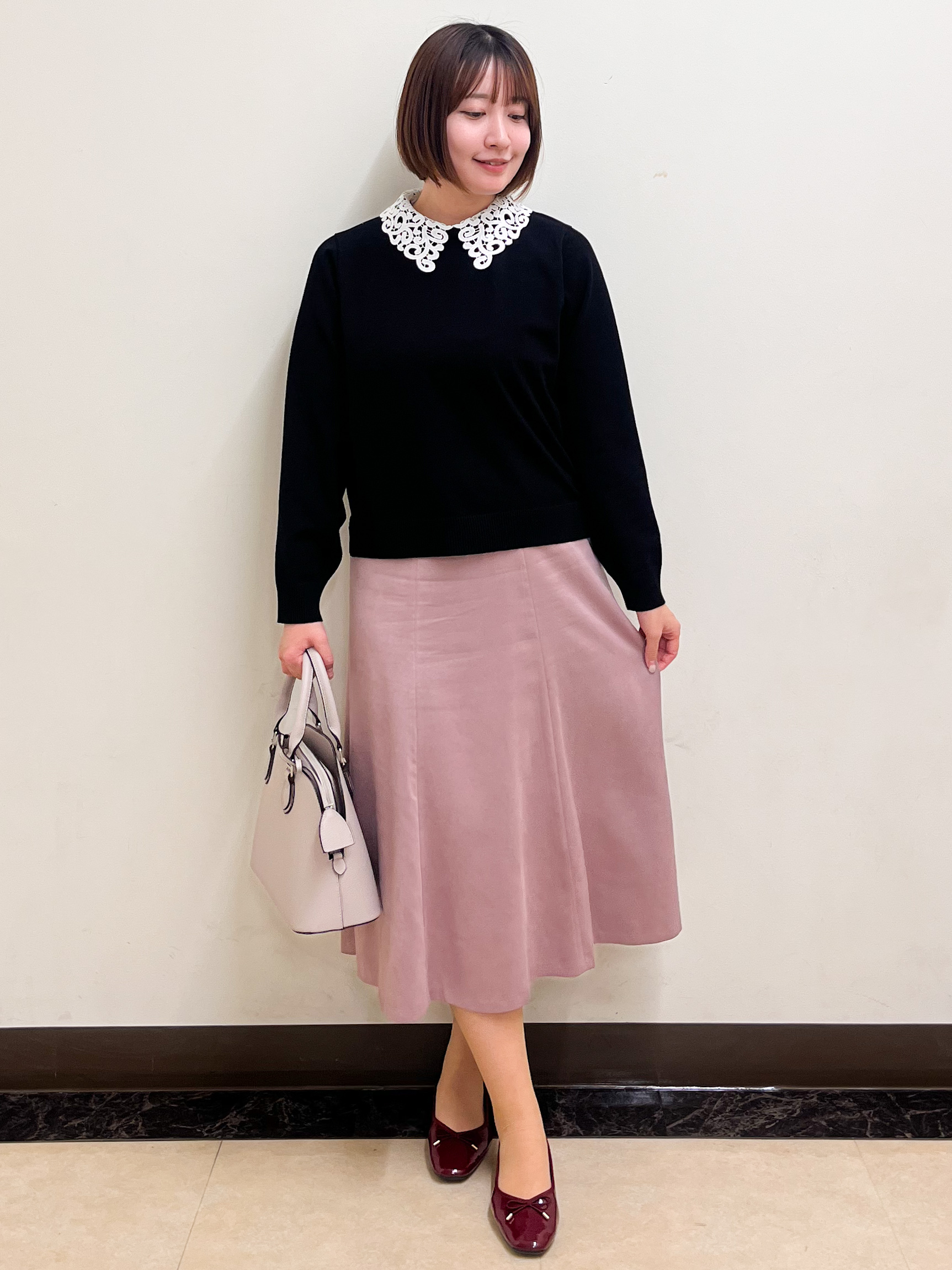 mikikoさんの「Reflect｜【付け衿】レース衿付きストレッチニット」を使ったコーディネート