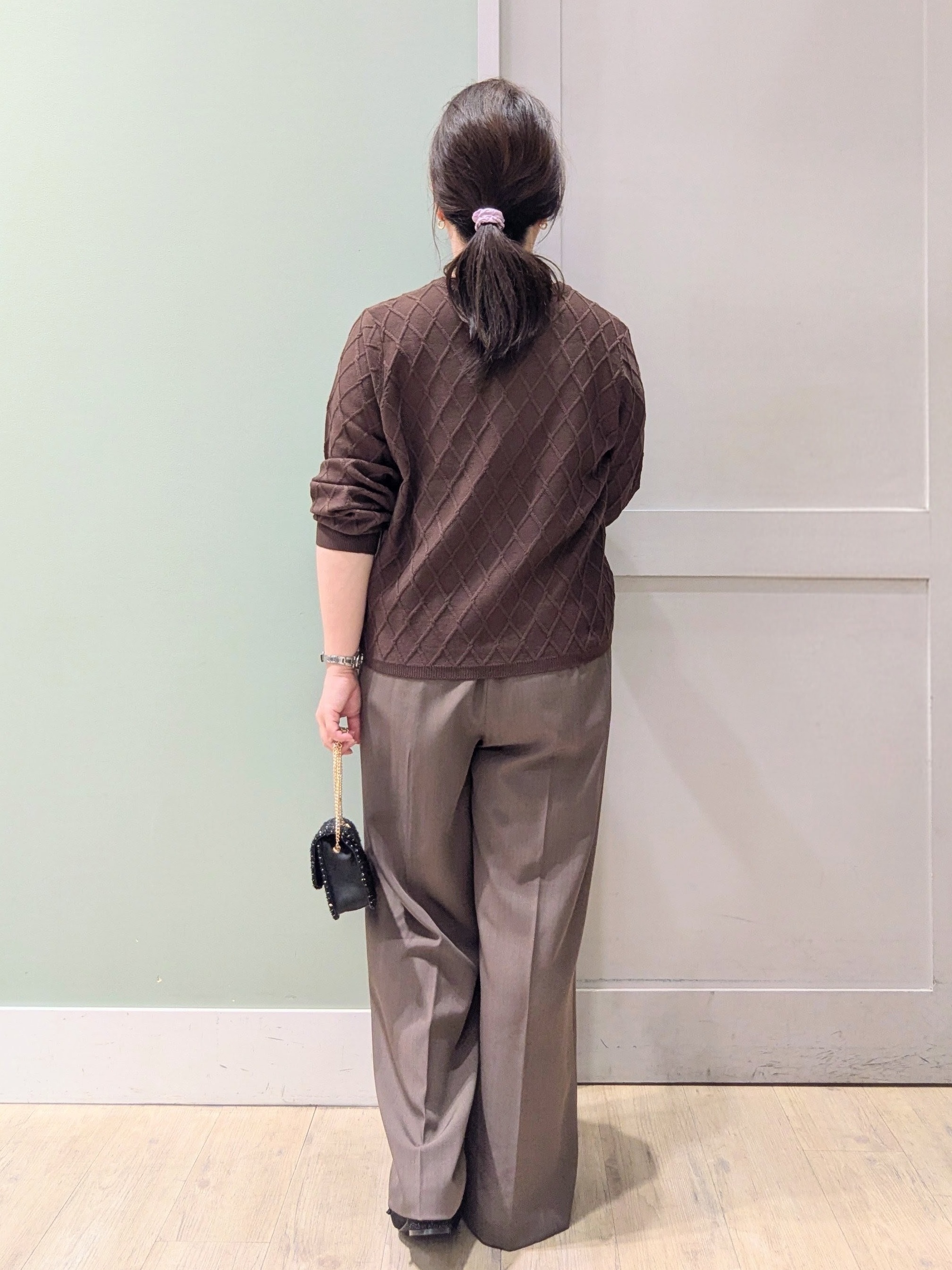 チグ♪さんの「grove｜【毛玉軽減】大人上品なダイヤ柄ニットカーディガン」を使ったコーディネート