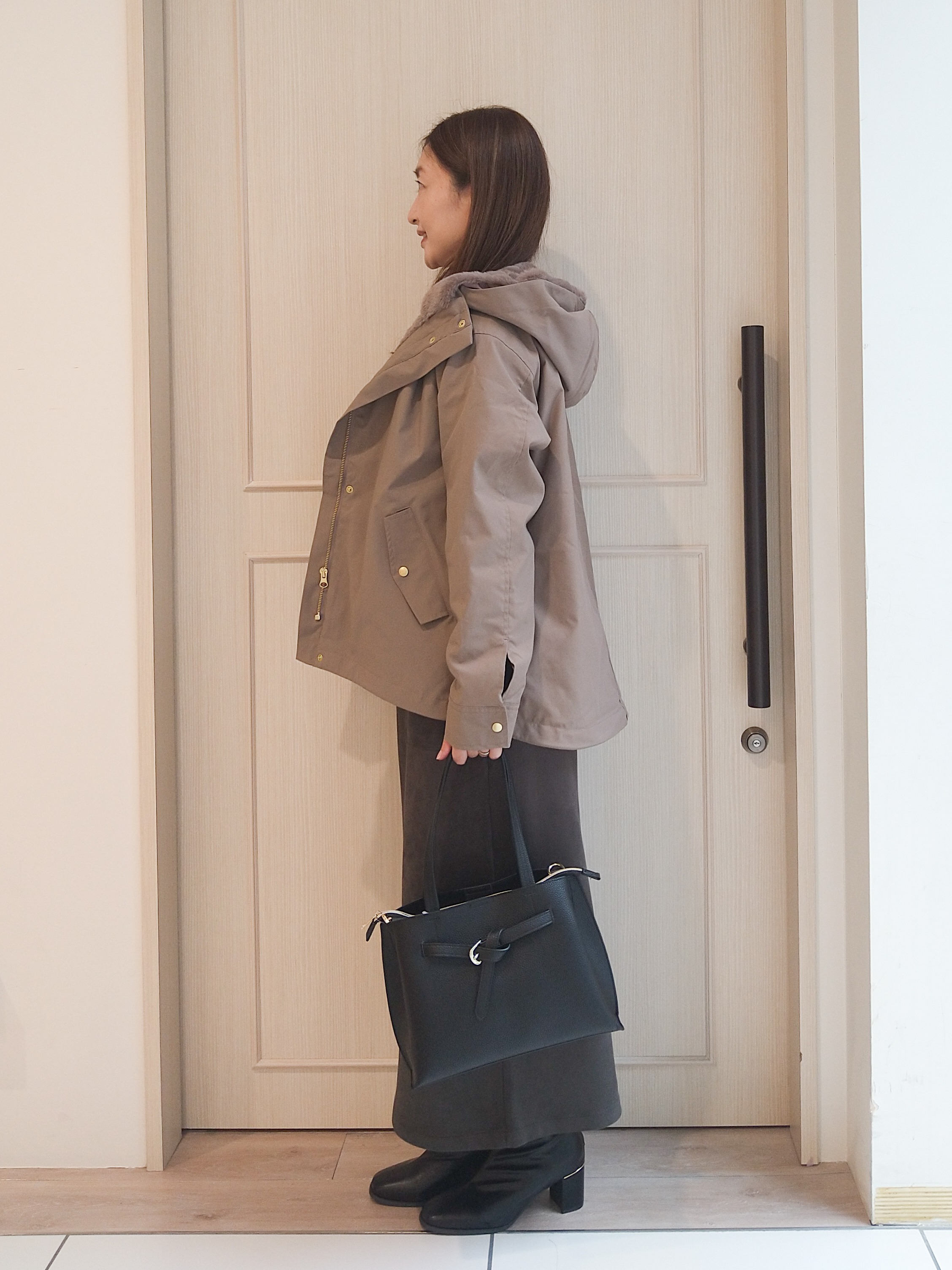 mi-saさんの「SHOO･LA･RUE｜【洗濯機可/撥水/マルチWAY】ファーライナー付き 毎日欲張りマンパ」を使ったコーディネート