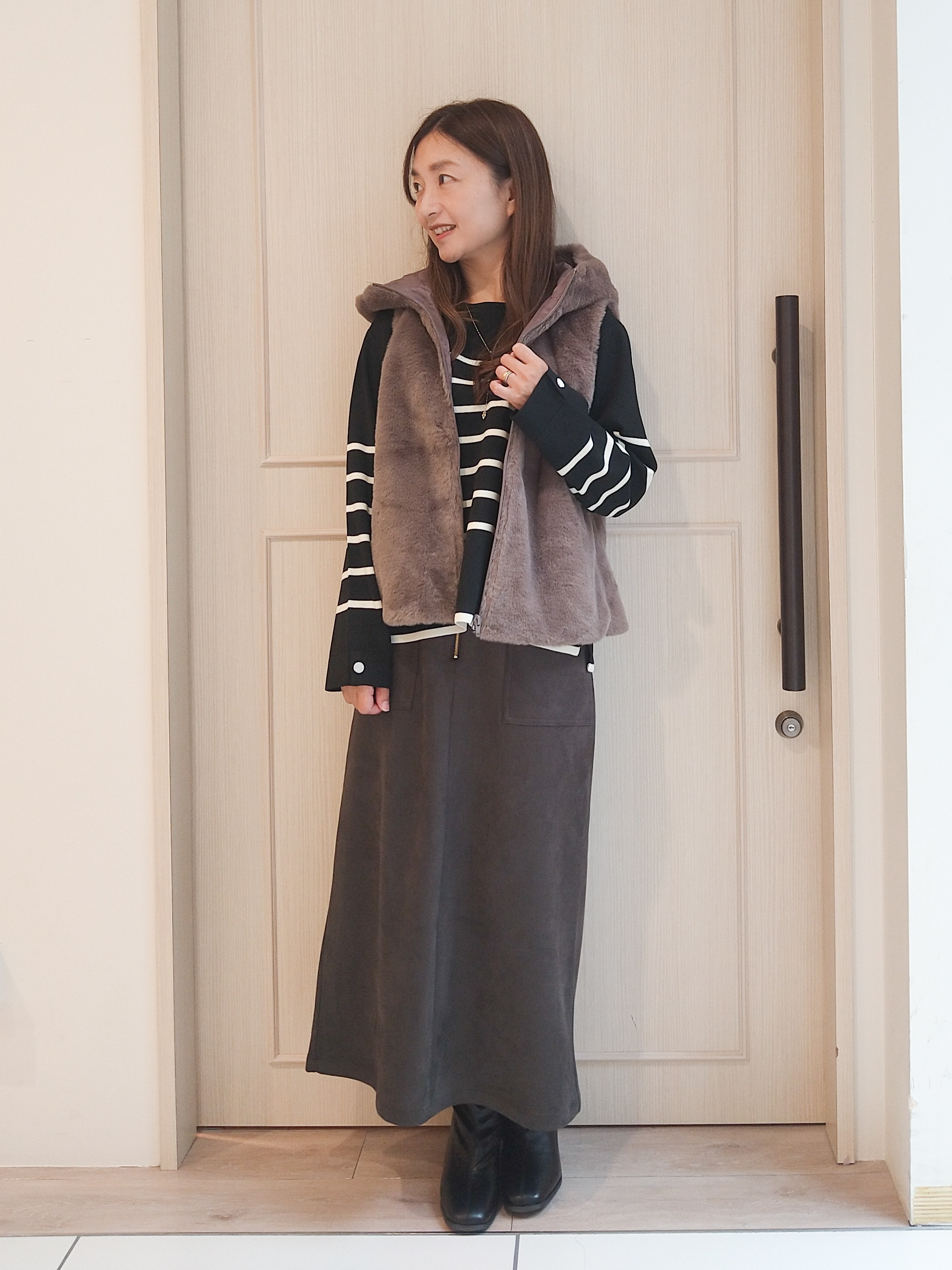 mi-saさんの「SHOO･LA･RUE｜【洗濯機可/撥水/マルチWAY】ファーライナー付き 毎日欲張りマンパ」を使ったコーディネート
