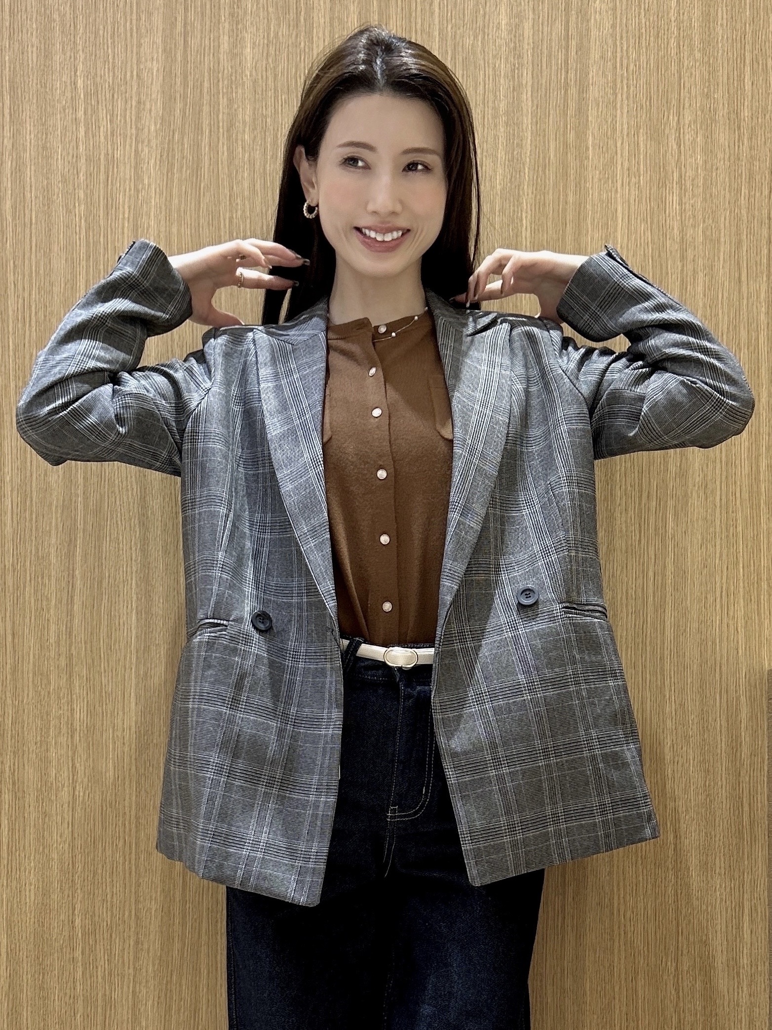 maiさんの「OPAQUE.CLIP｜ダブルブレストジャケット【洗える】」を使ったコーディネート