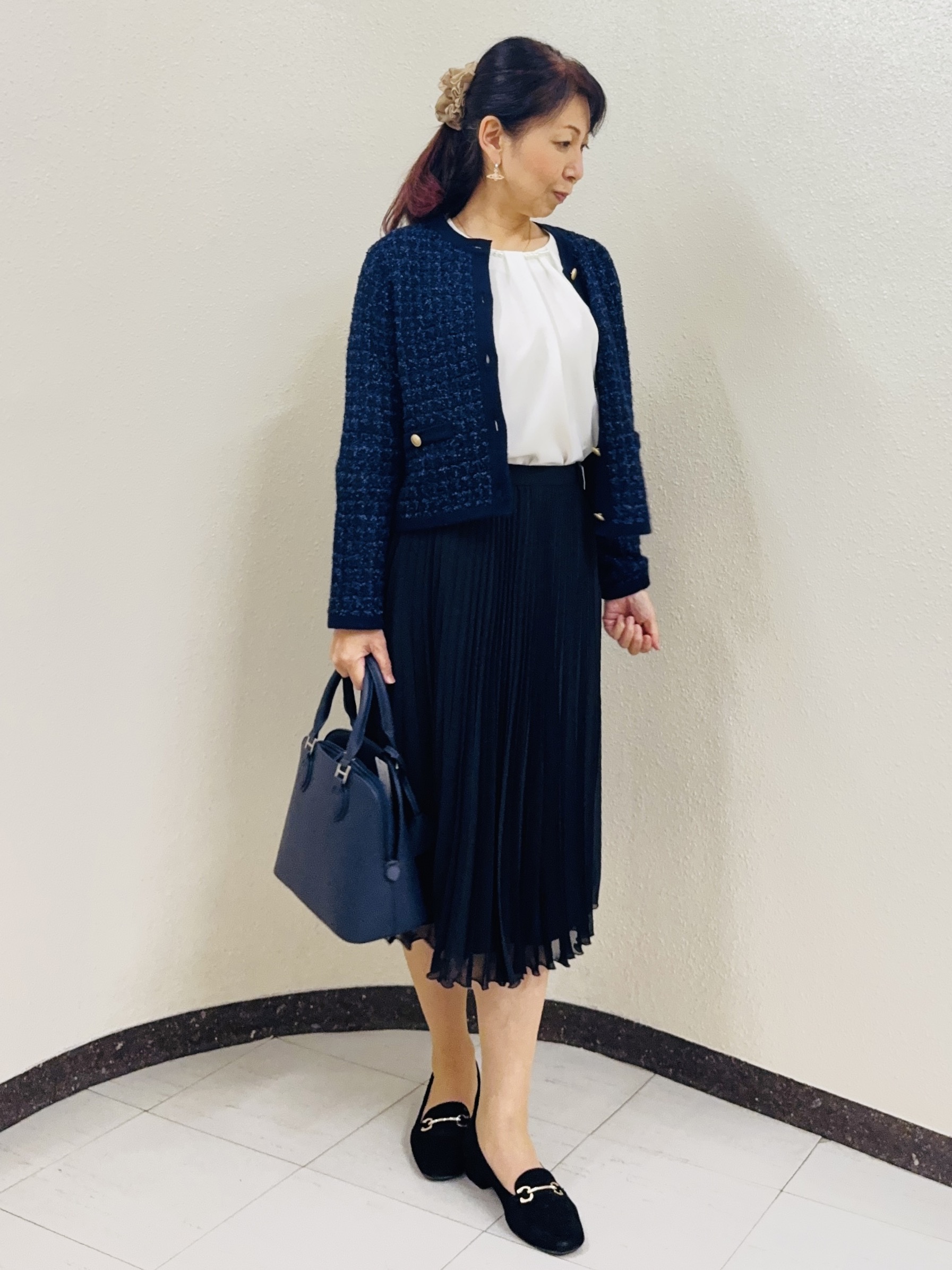 ⭐︎Eimi⭐︎さんの「Reflect｜【SS-4Lサイズ／通勤／セレモニー】パール調ボタンブラウス」を使ったコーディネート