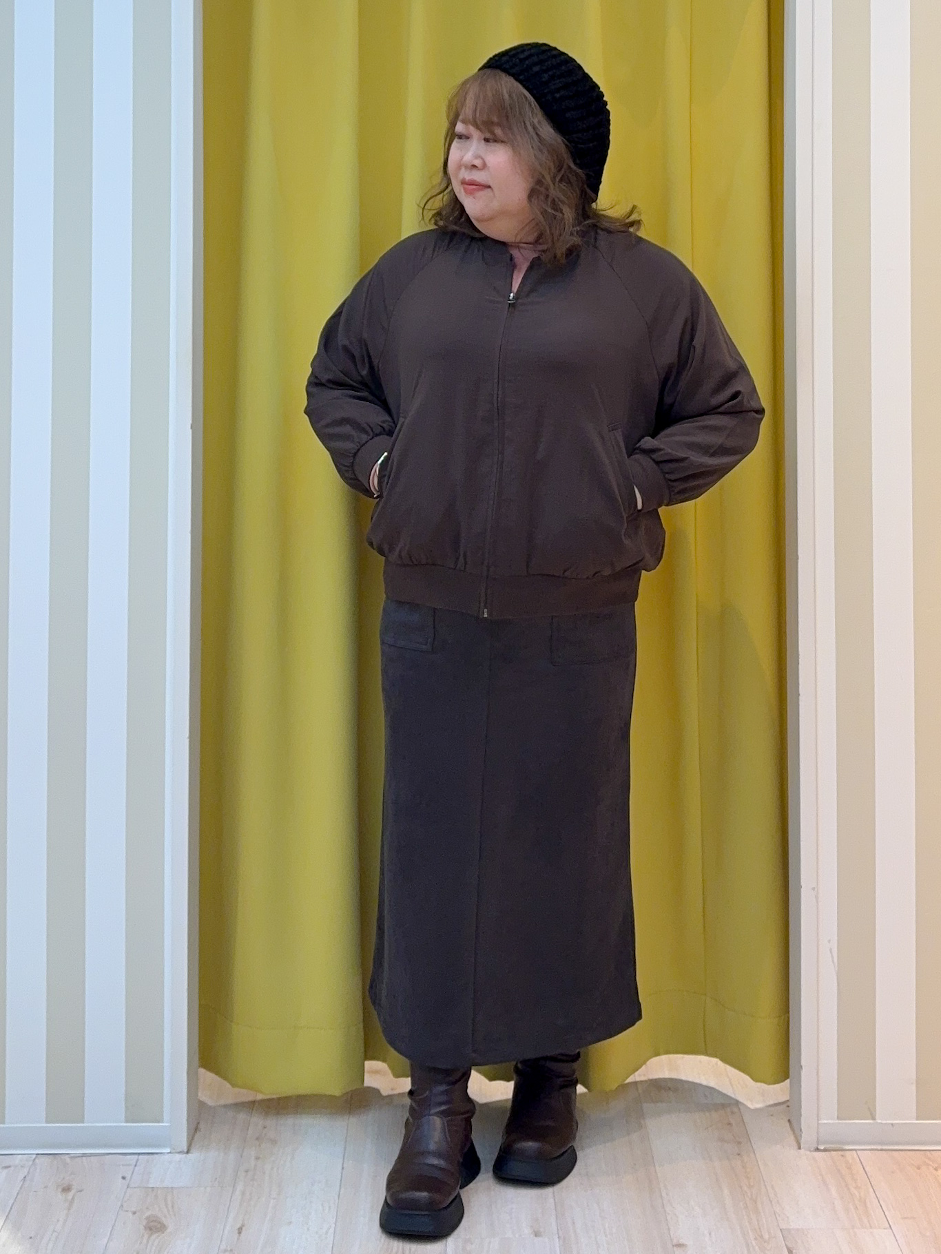 kotoさんさんの「SHOO･LA･RUE｜【S-LL】洗濯後しわになりにくい さっと羽織れる麻調ブルゾン」を使ったコーディネート