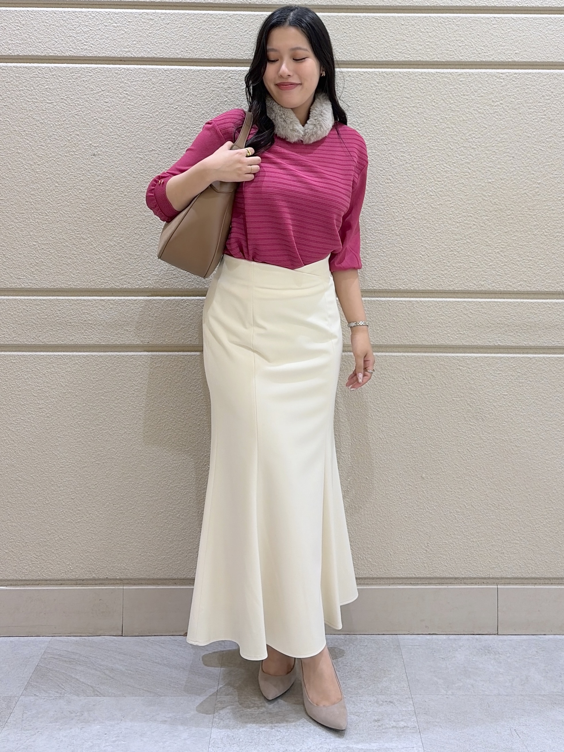 Momokaさんの「COUP DE CHANCE｜【手洗い可／日本製】シアー天竺 七分袖ニット」を使ったコーディネート