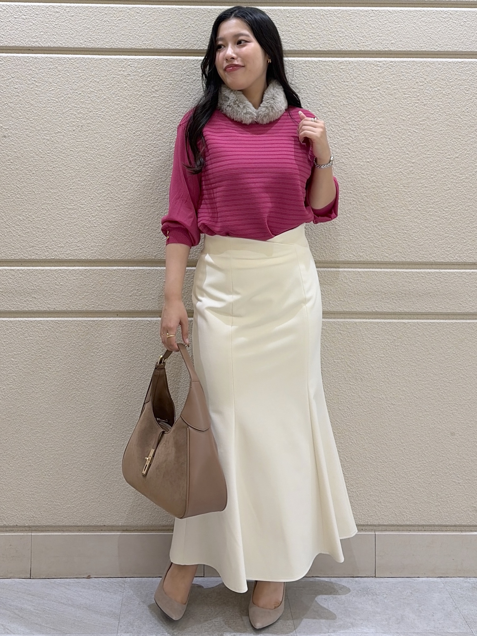 Momokaさんの「COUP DE CHANCE｜【手洗い可／日本製】シアー天竺 七分袖ニット」を使ったコーディネート
