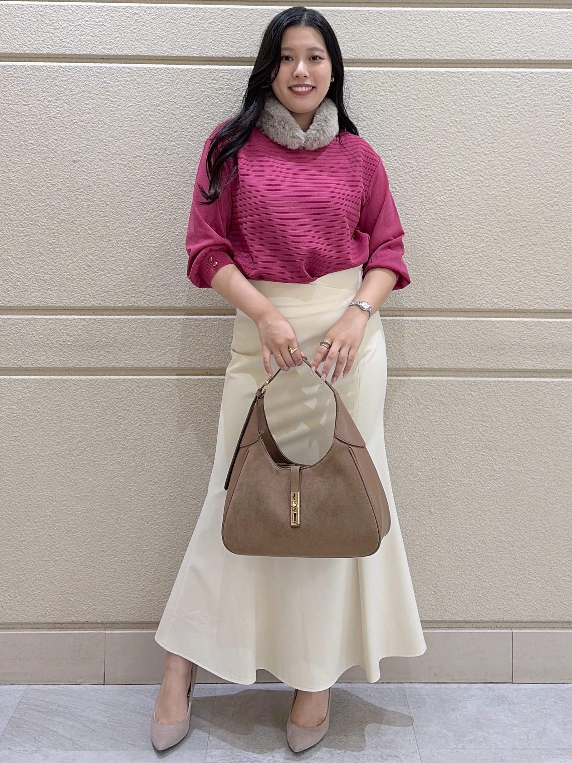 Momokaさんの「COUP DE CHANCE｜【手洗い可／日本製】シアー天竺 七分袖ニット」を使ったコーディネート
