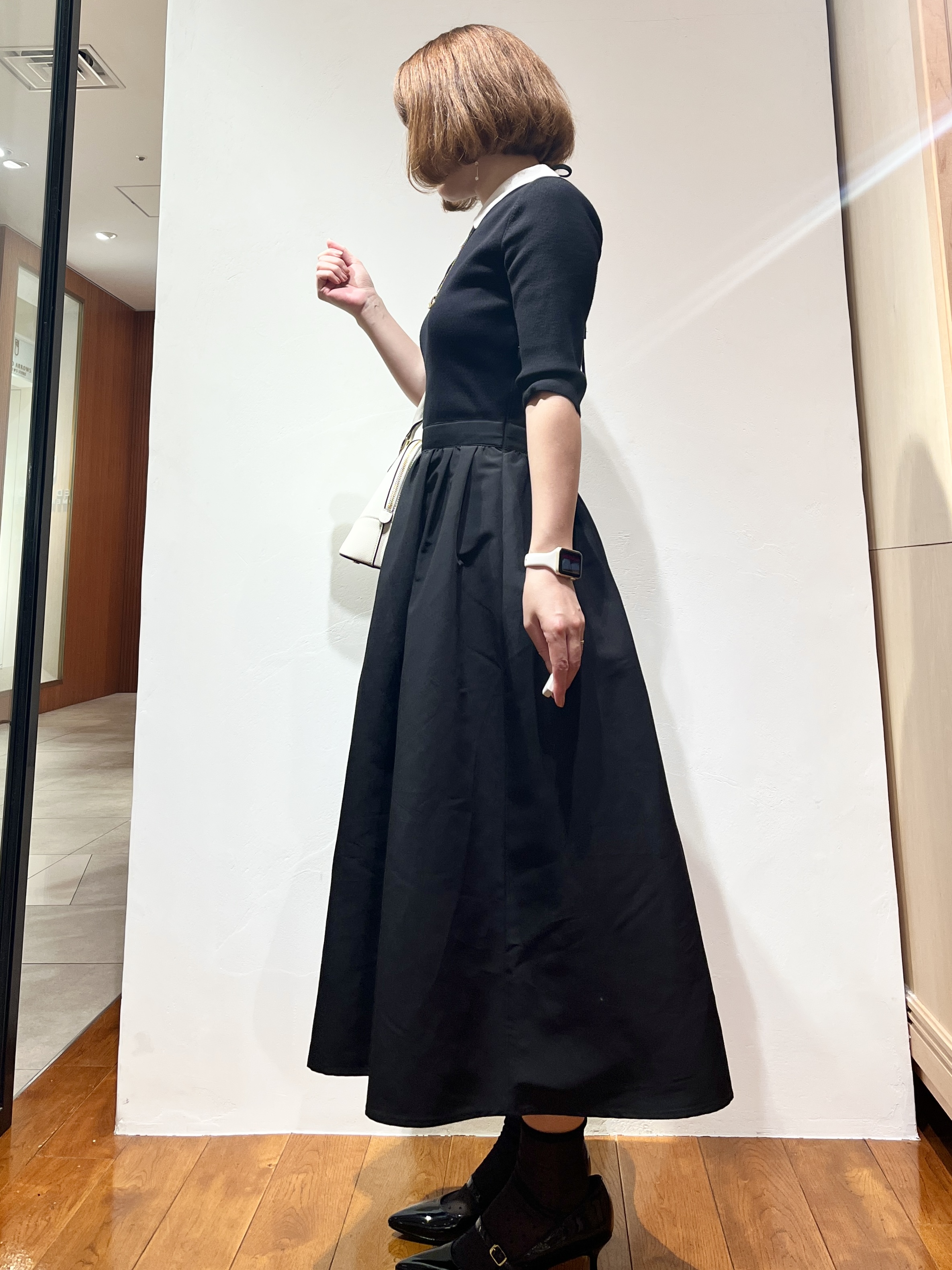 yahataさんの「DRESSTERIOR｜バイカラーニットコンビワンピース」を使ったコーディネート