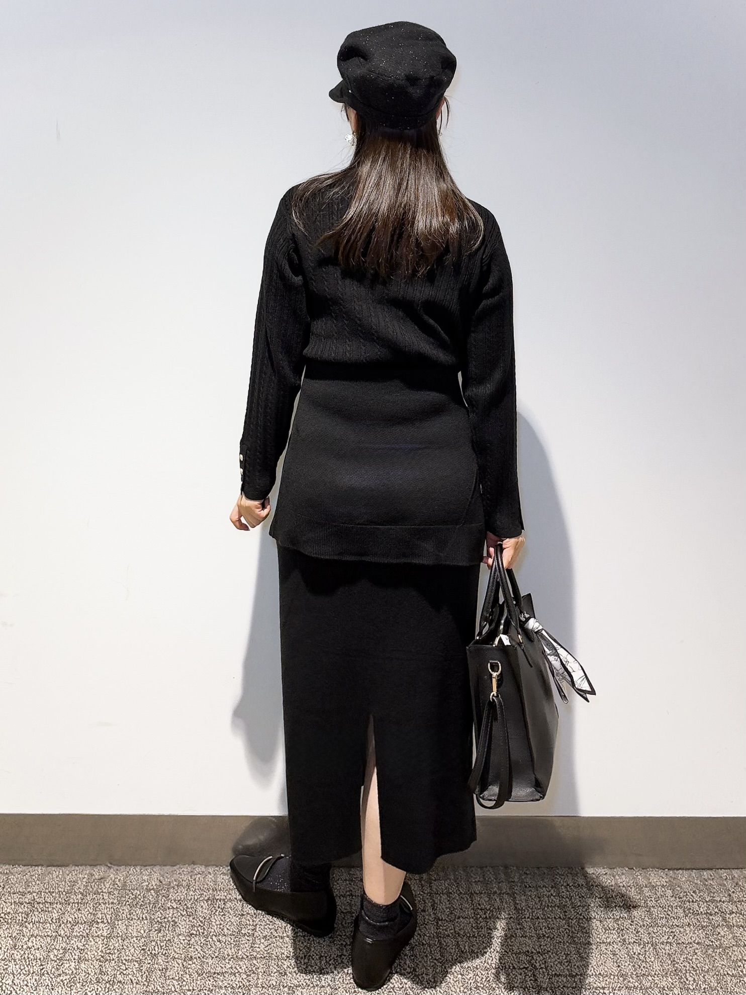 みーさんの「grove｜【毛玉軽減】すっきり美人見え ケーブルニット」を使ったコーディネート
