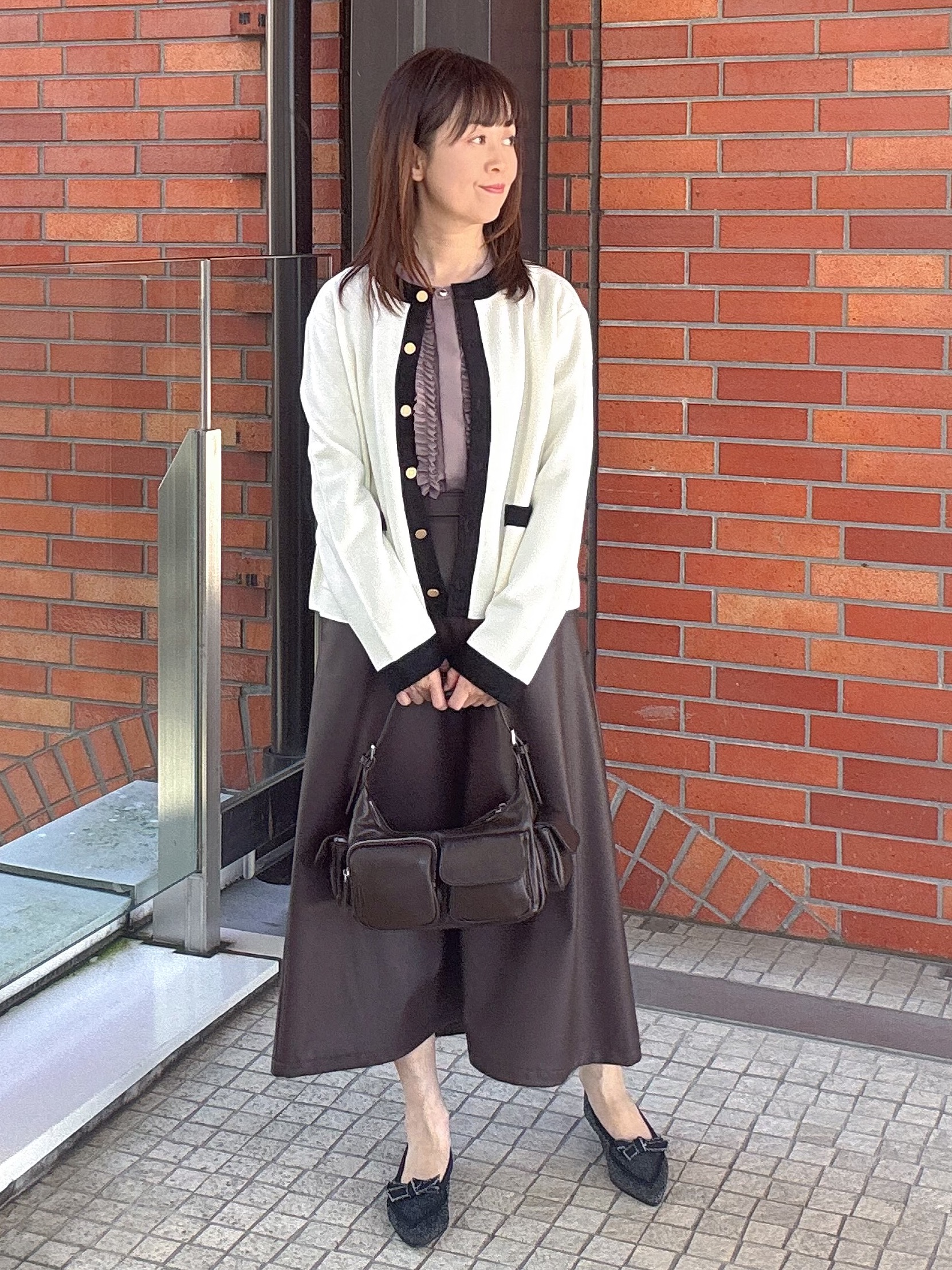 makiさんの「UNTITLED｜【アンサンブル可/ジャケットライク】モールラインカーディガン」を使ったコーディネート