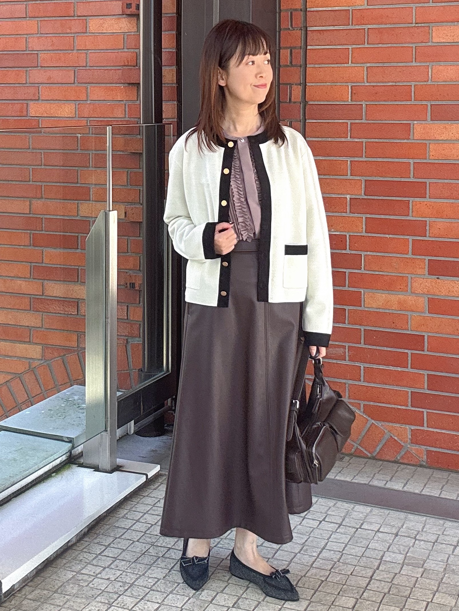 makiさんの「UNTITLED｜【アンサンブル可/ジャケットライク】モールラインカーディガン」を使ったコーディネート