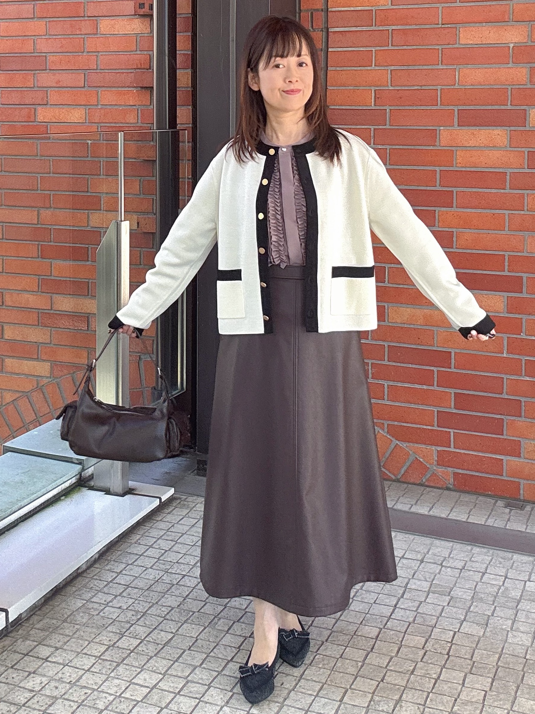 makiさんの「UNTITLED｜【アンサンブル可/ジャケットライク】モールラインカーディガン」を使ったコーディネート