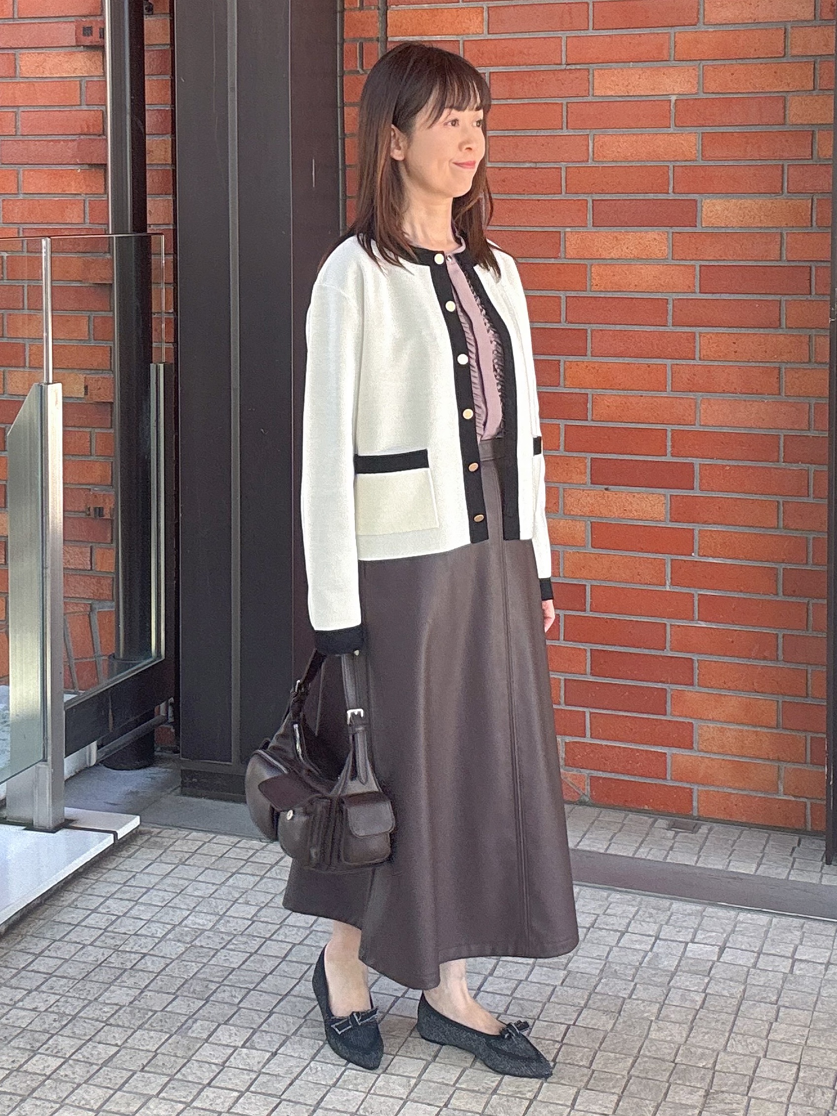 makiさんの「UNTITLED｜【アンサンブル可/ジャケットライク】モールラインカーディガン」を使ったコーディネート